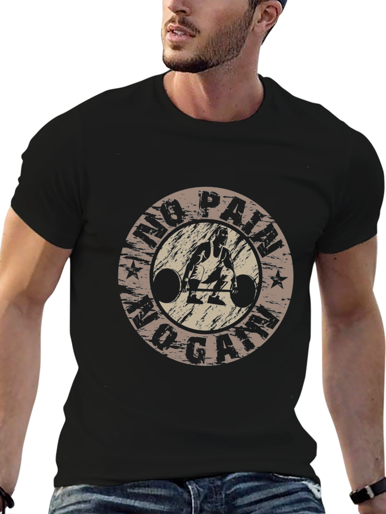 No Pain No Gain Gym T-Shirt - Weightlifting Design