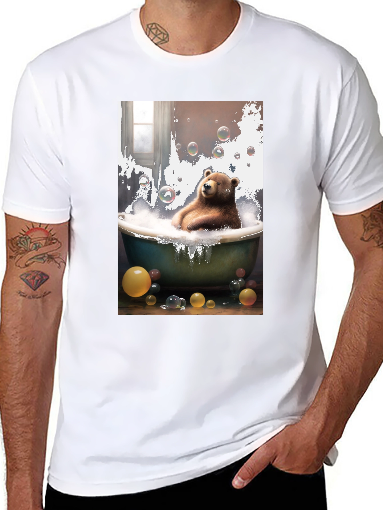 Bear in Tub T-Shirt - Unique Graphic Tee