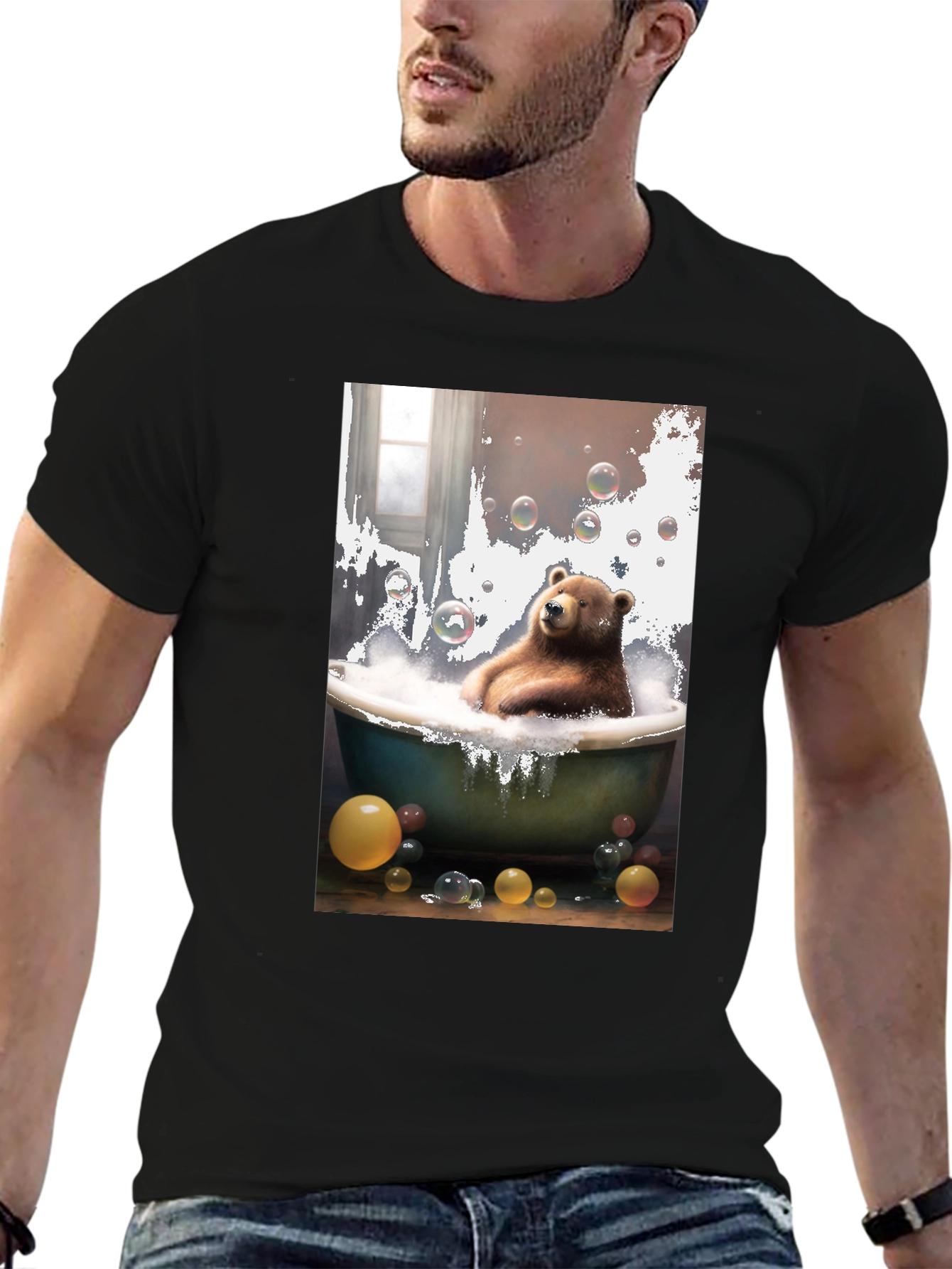 Bear in Tub T-Shirt - Unique Graphic Tee