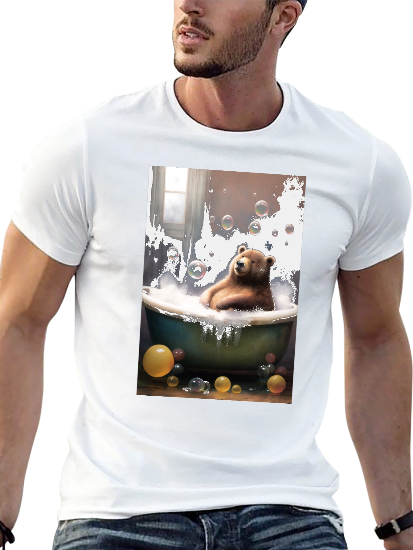 Bear in Tub T-Shirt - Unique Graphic Tee