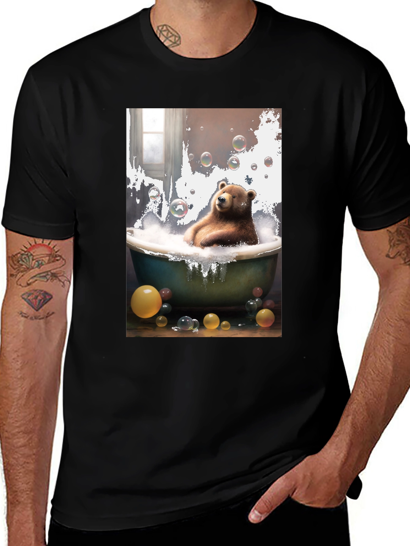 Bear in Tub T-Shirt - Unique Graphic Tee