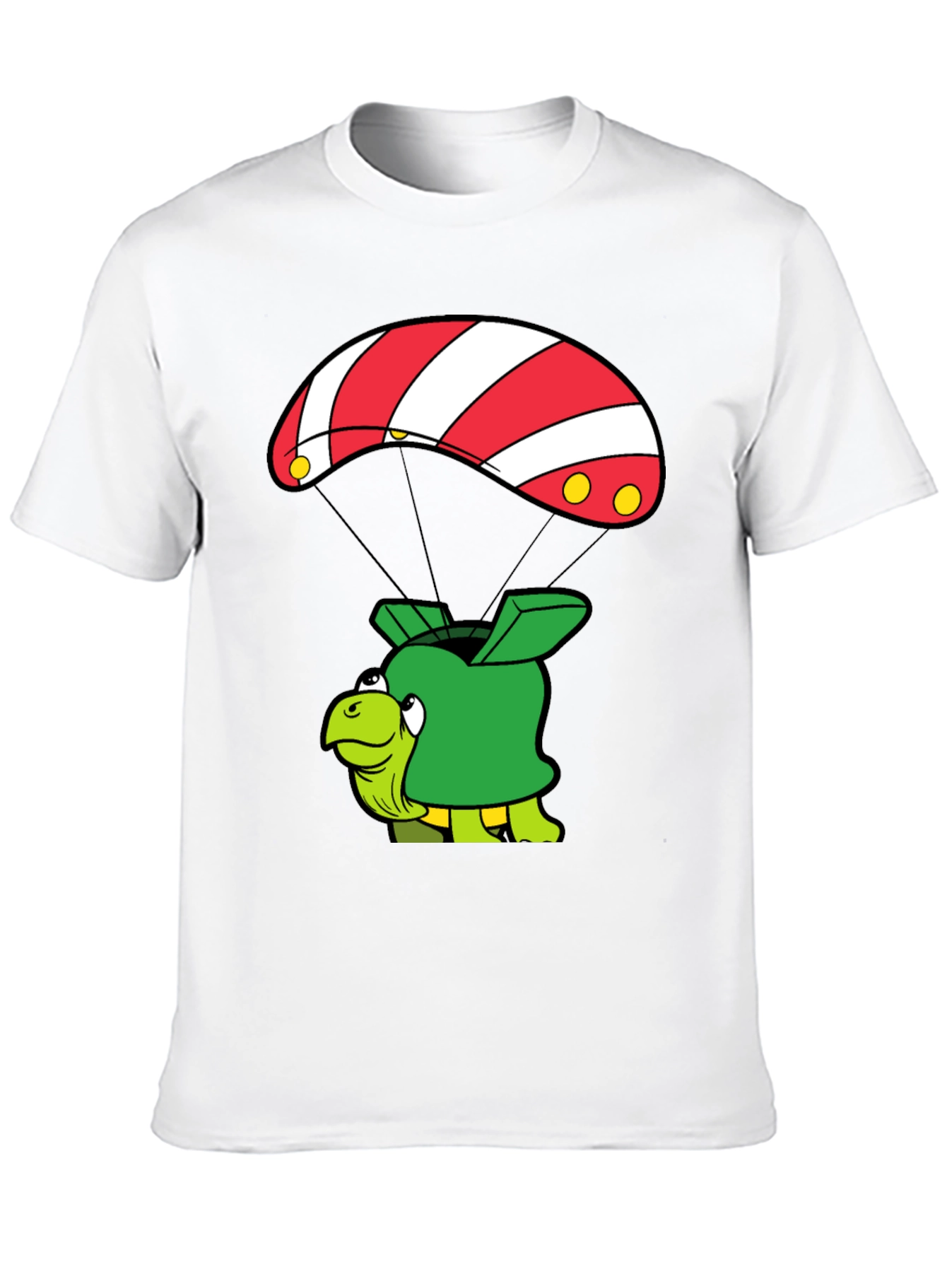 Turtle Parachute Black T-Shirt - Funny Cartoon Design