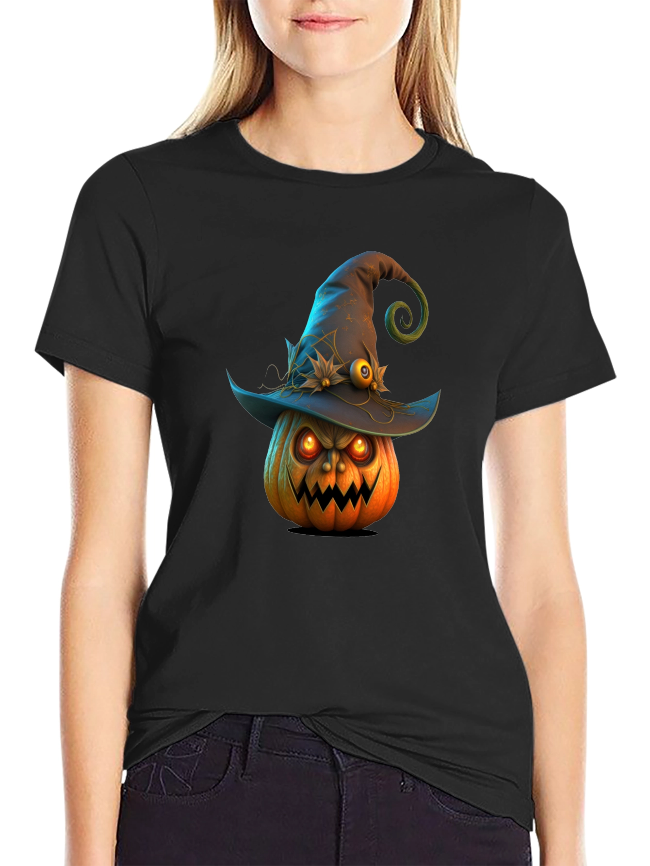 Halloween Pumpkin Witch Hat T-Shirt