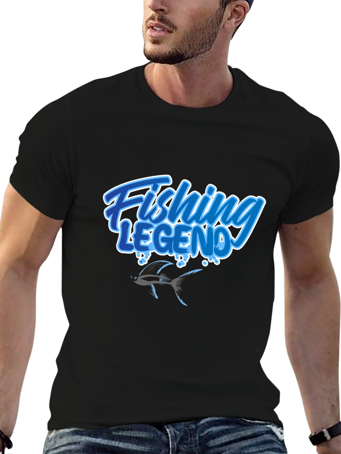 Fishing Legend Graphic Tee - Black
