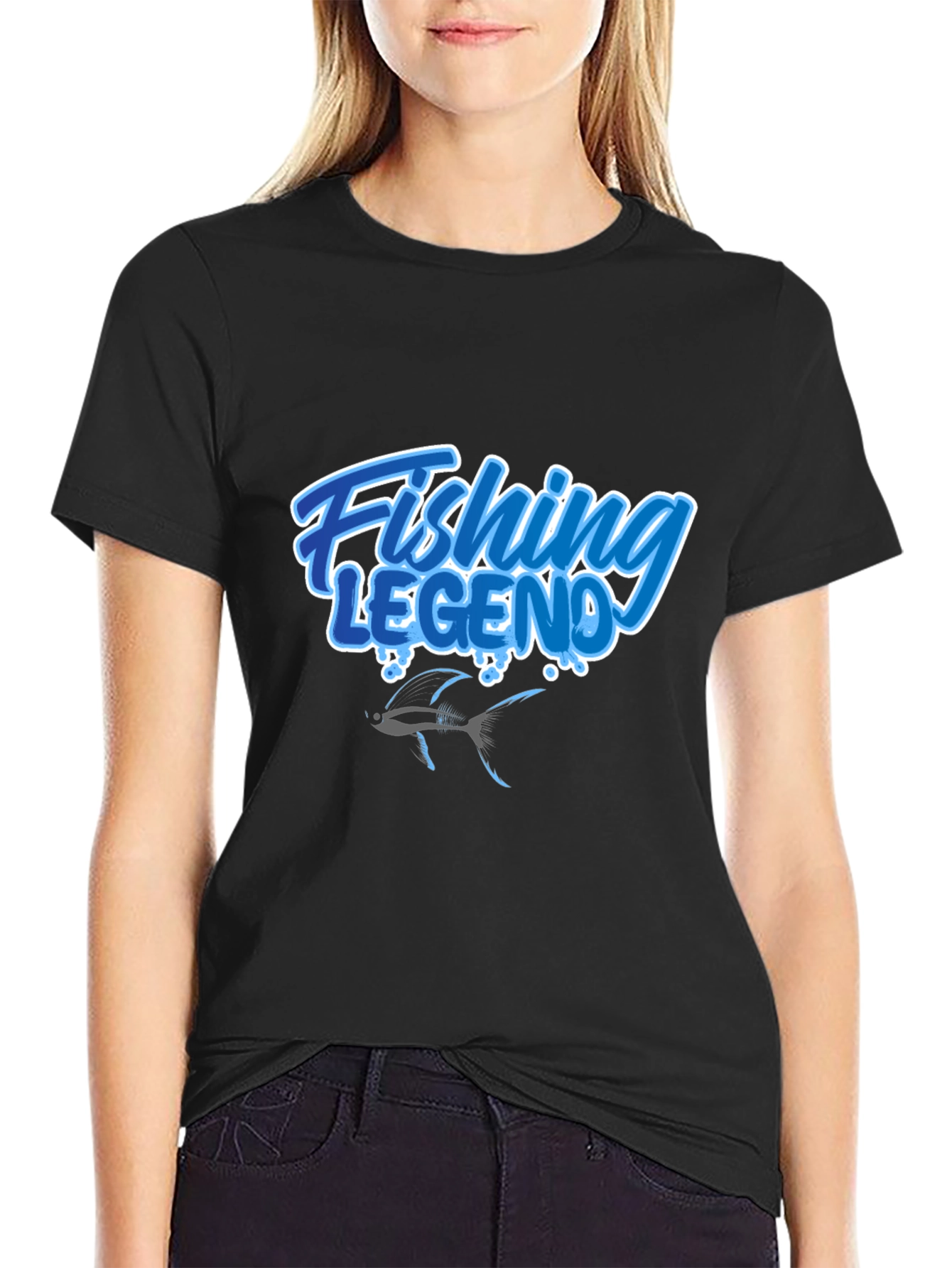 Fishing Legend Graphic Tee - Black
