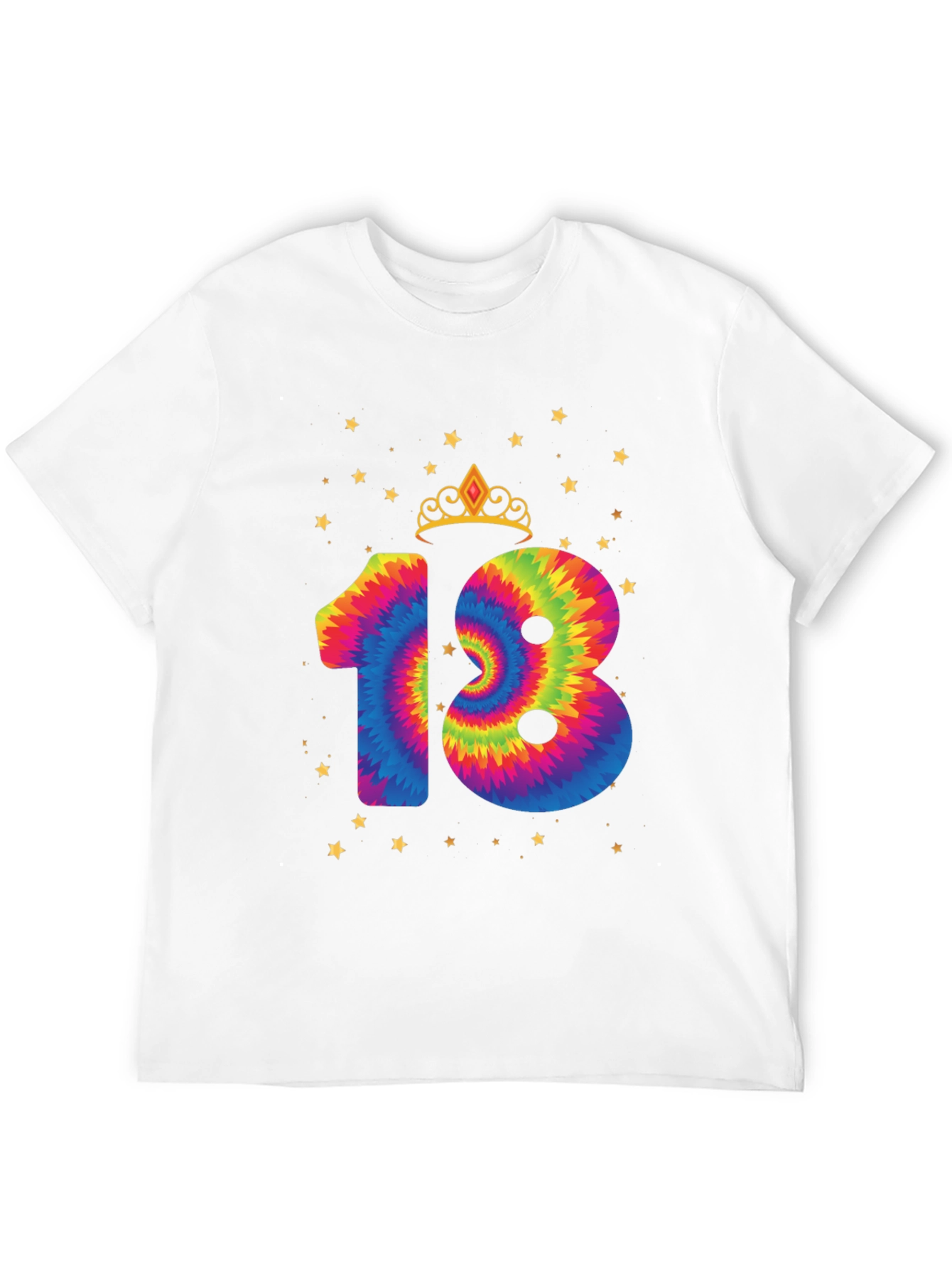 Tie Dye 18th Birthday Crown Star T-Shirt