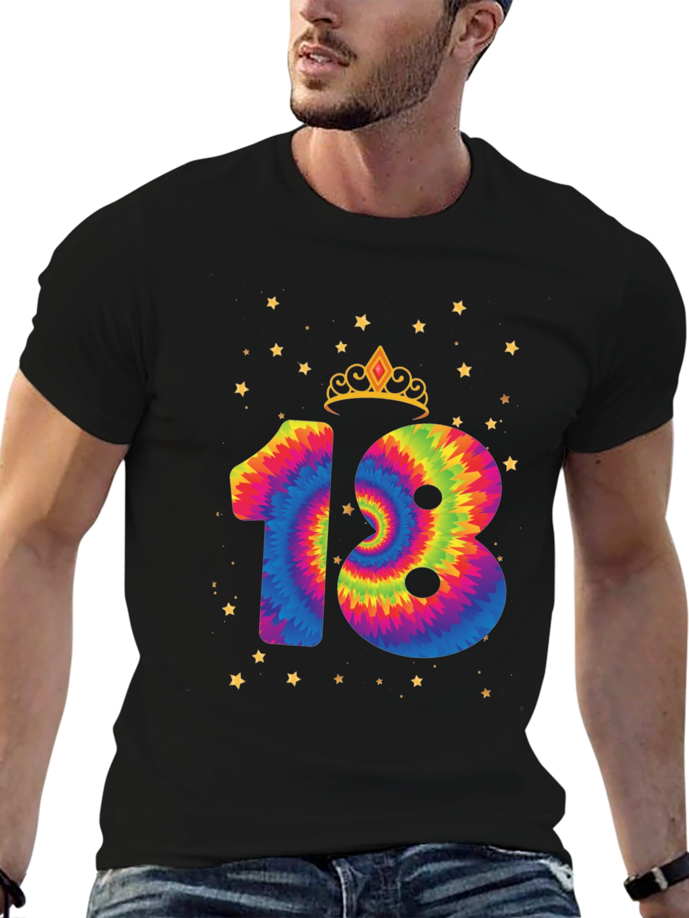 Tie Dye 18th Birthday Crown Star T-Shirt