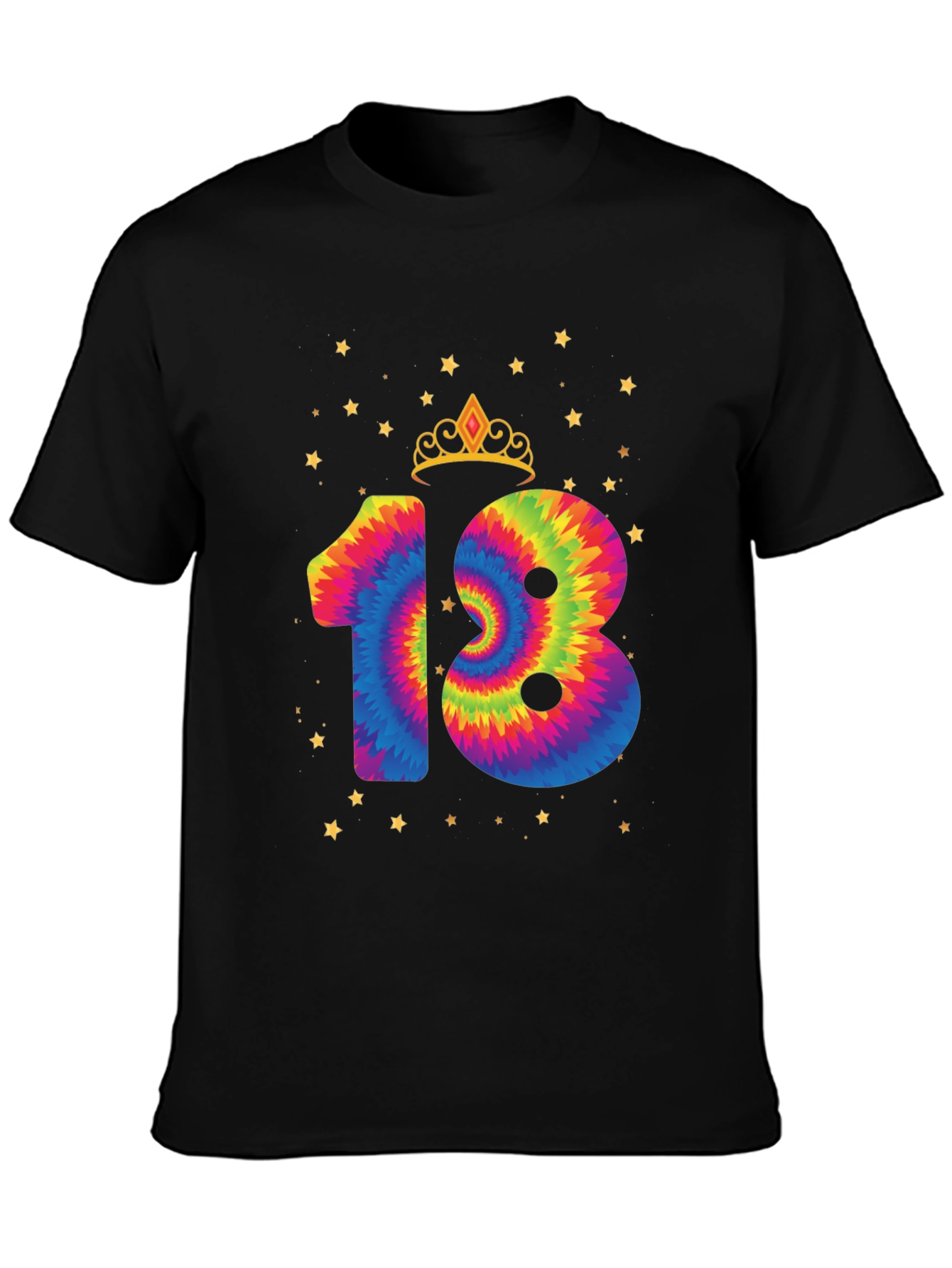 Tie Dye 18th Birthday Crown Star T-Shirt