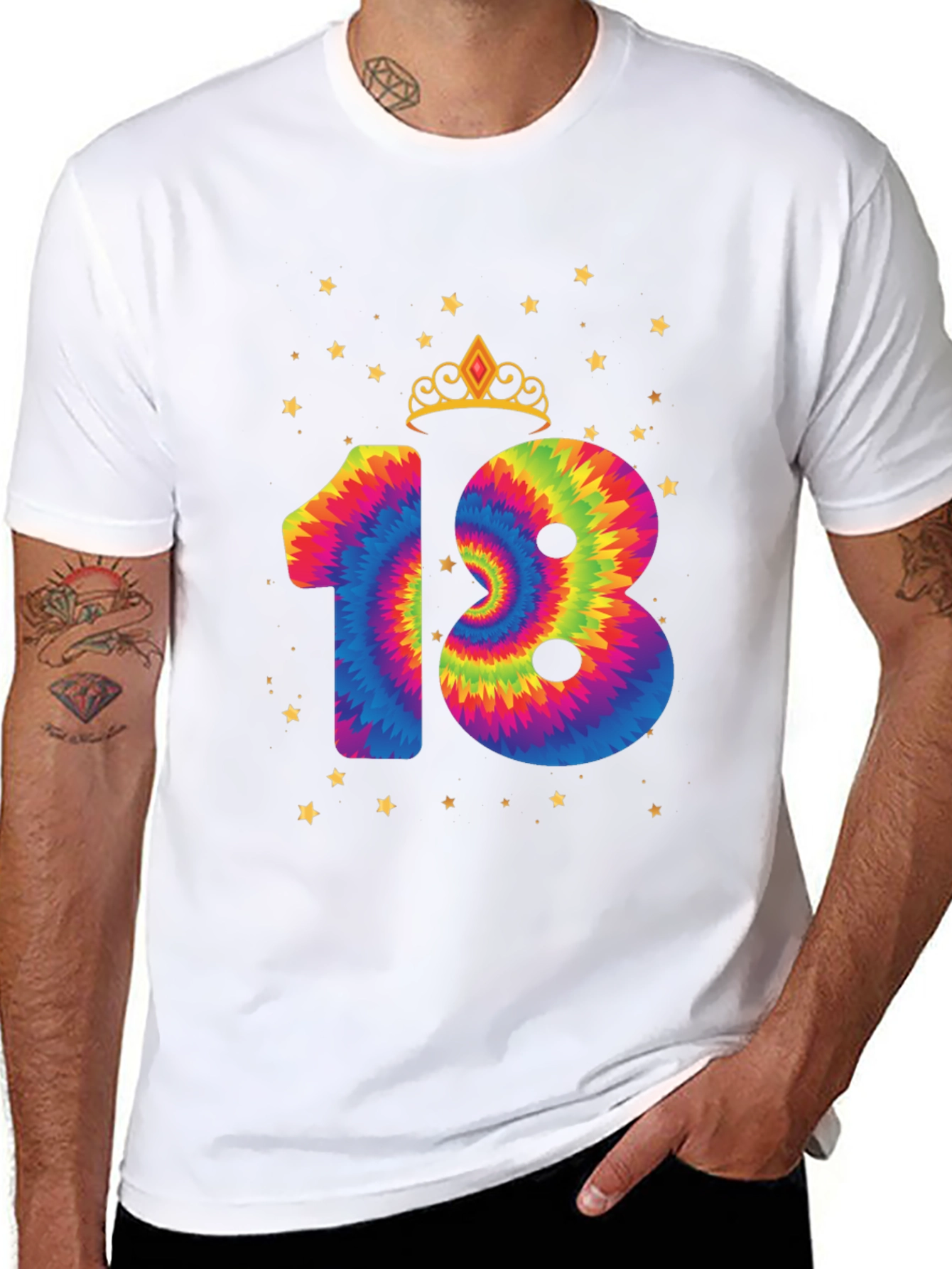 Tie Dye 18th Birthday Crown Star T-Shirt