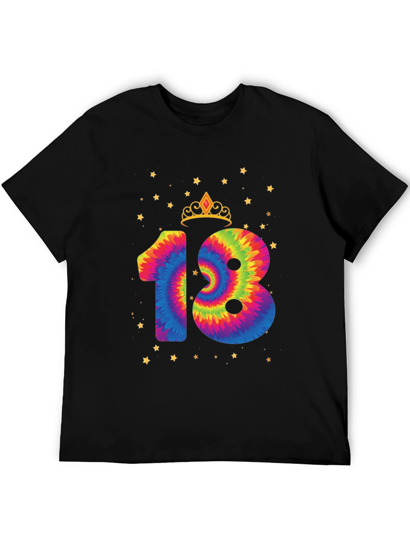 Tie Dye 18th Birthday Crown Star T-Shirt