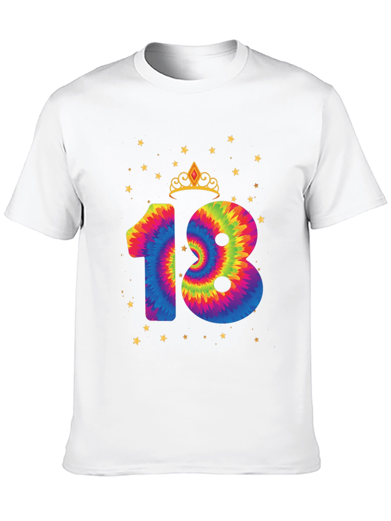 Tie Dye 18th Birthday Crown Star T-Shirt