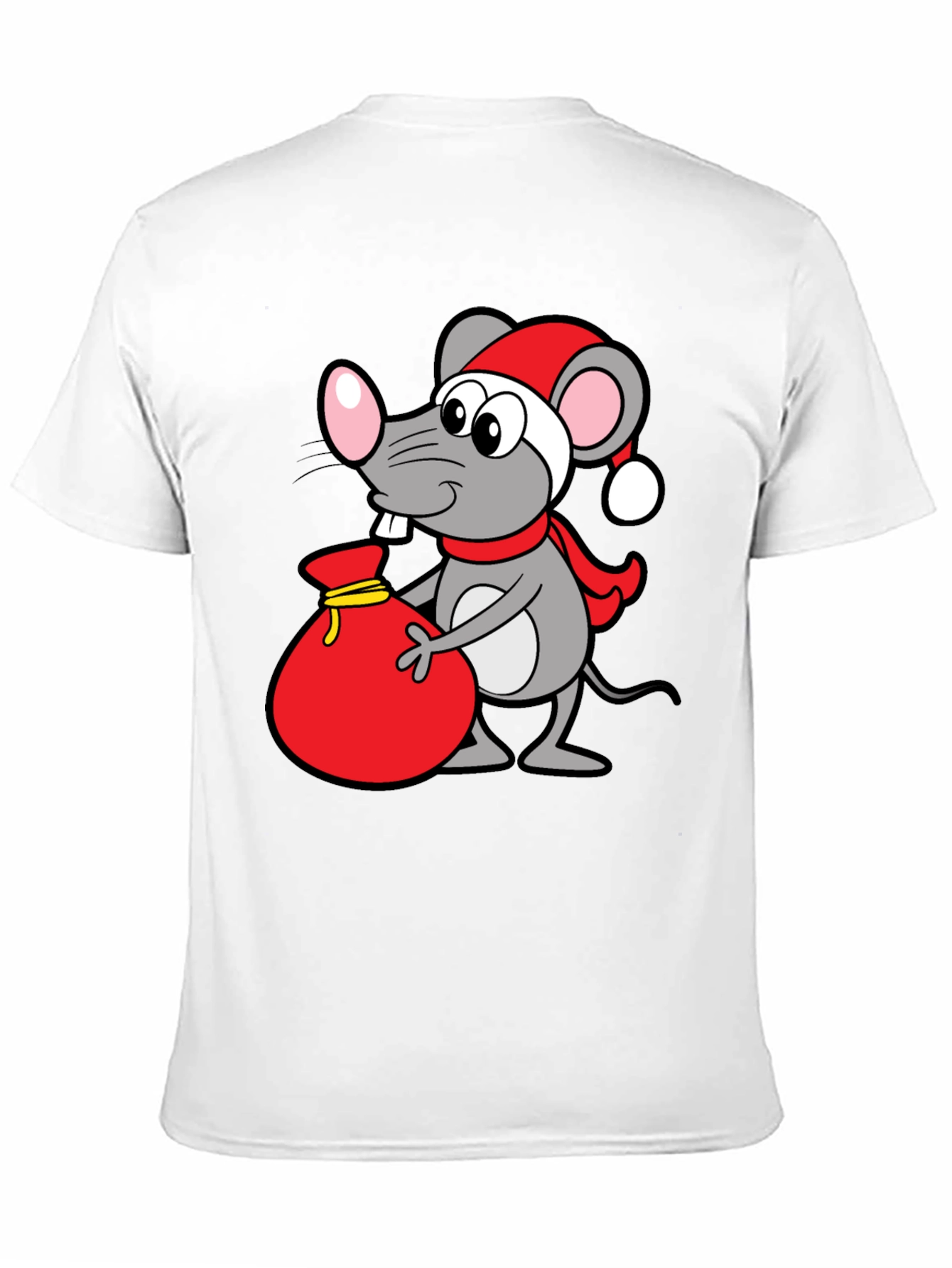 Christmas Mouse Santa Sack Black T-Shirt