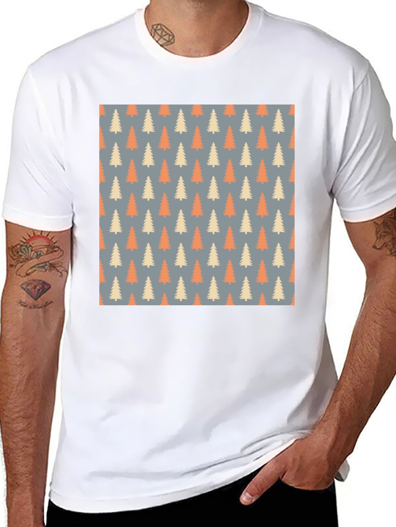 Patterned Trees T-Shirt - Stylish & Comfortable