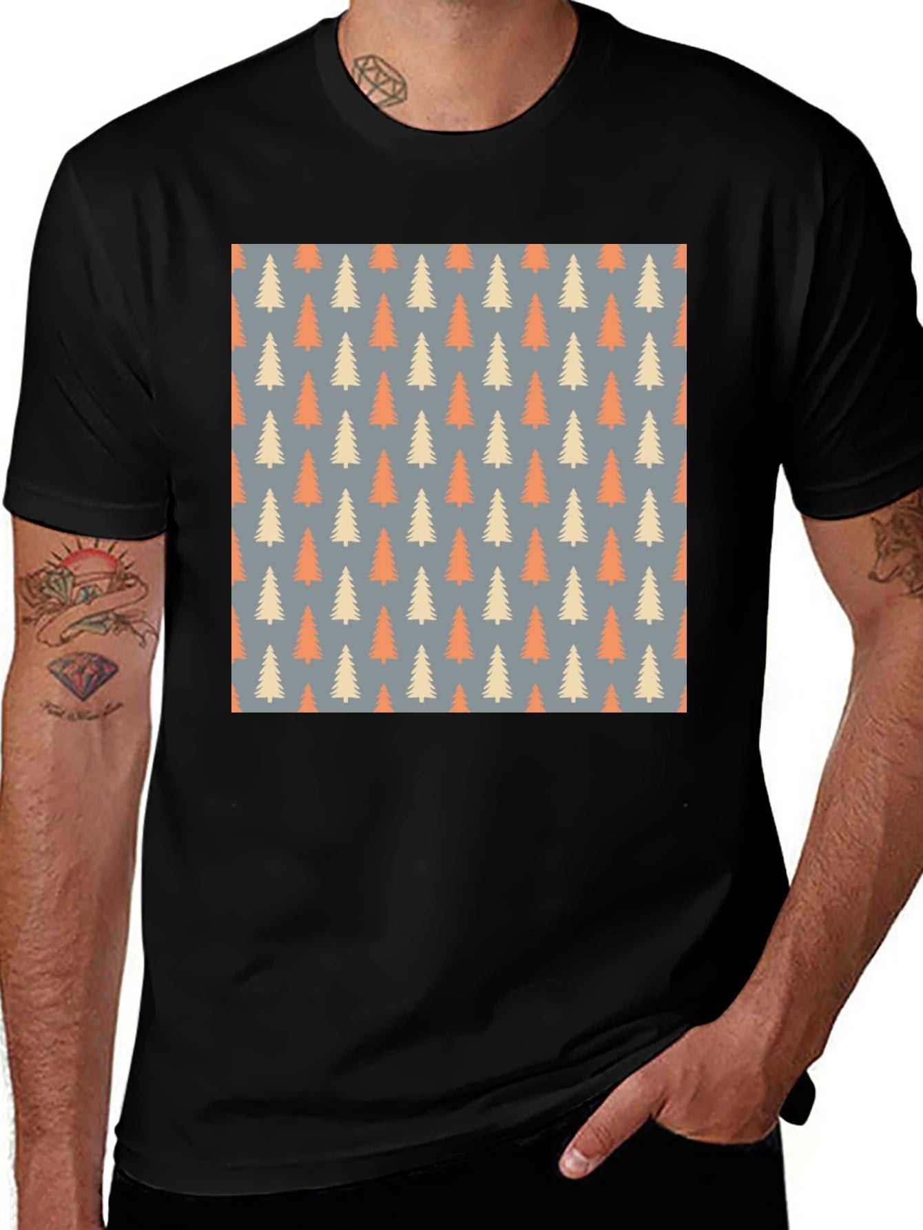 Patterned Trees T-Shirt - Stylish & Comfortable