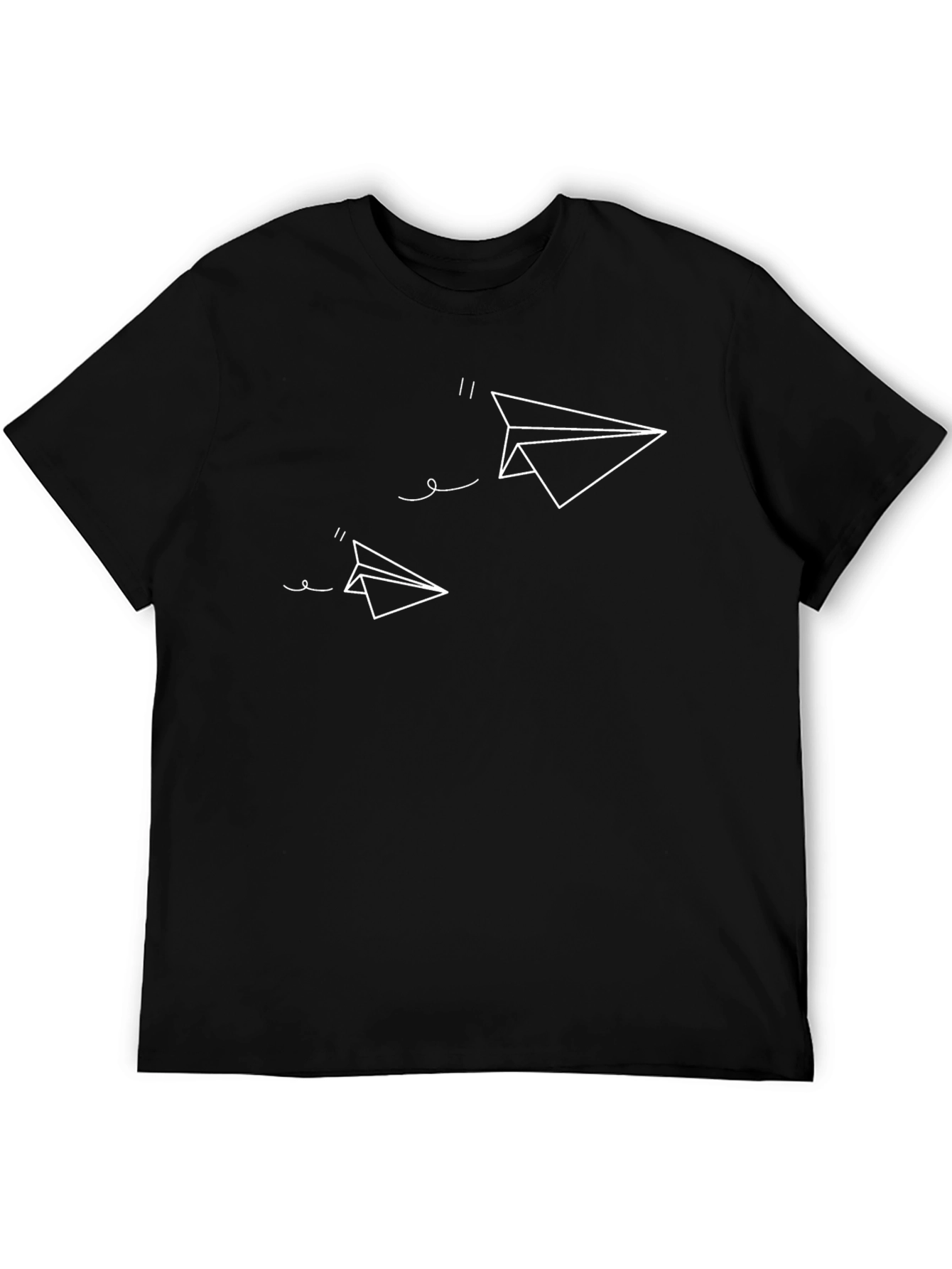 Paper Airplane Graphic Tee - Modern Black T-Shirt