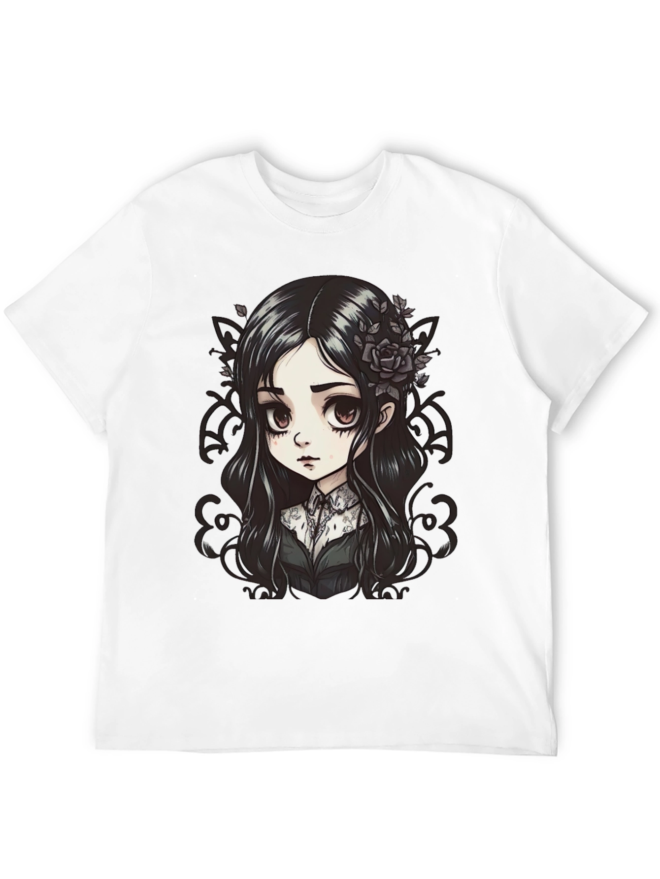 Gothic Anime Girl T-Shirt - Black