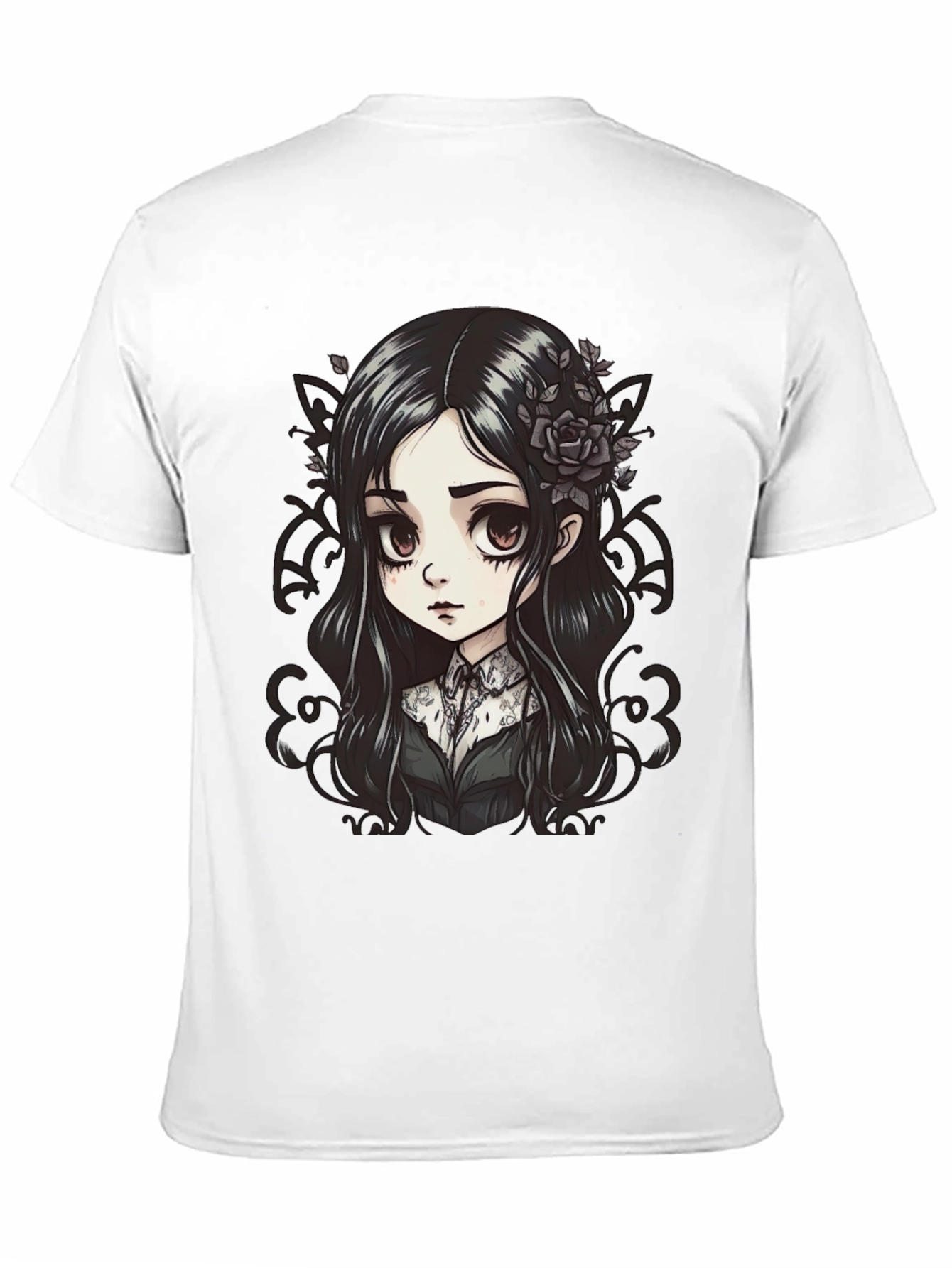 Gothic Anime Girl T-Shirt - Black