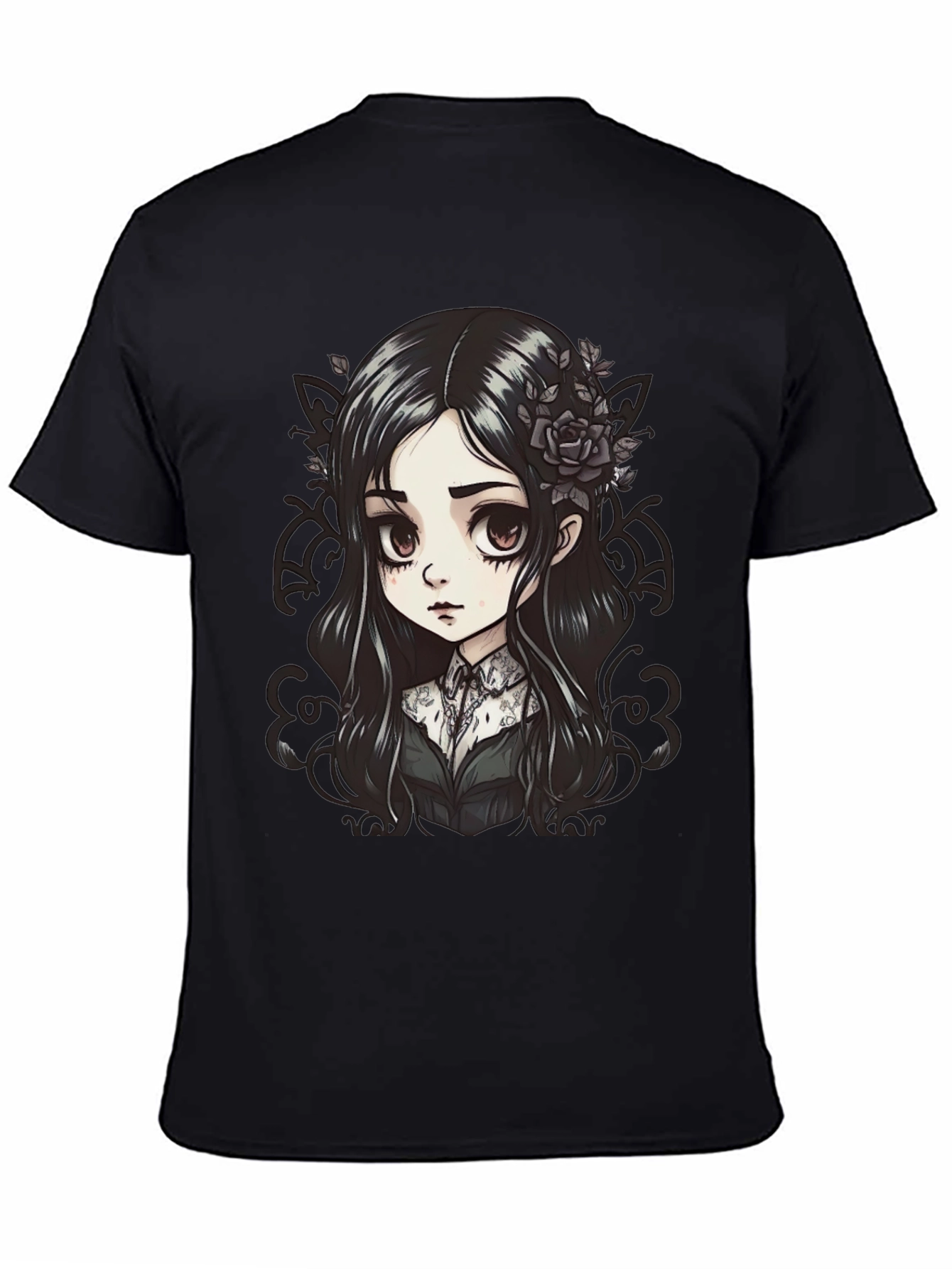 Gothic Anime Girl T-Shirt - Black
