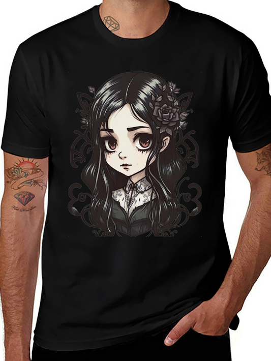 Gothic Anime Girl T-Shirt - Black