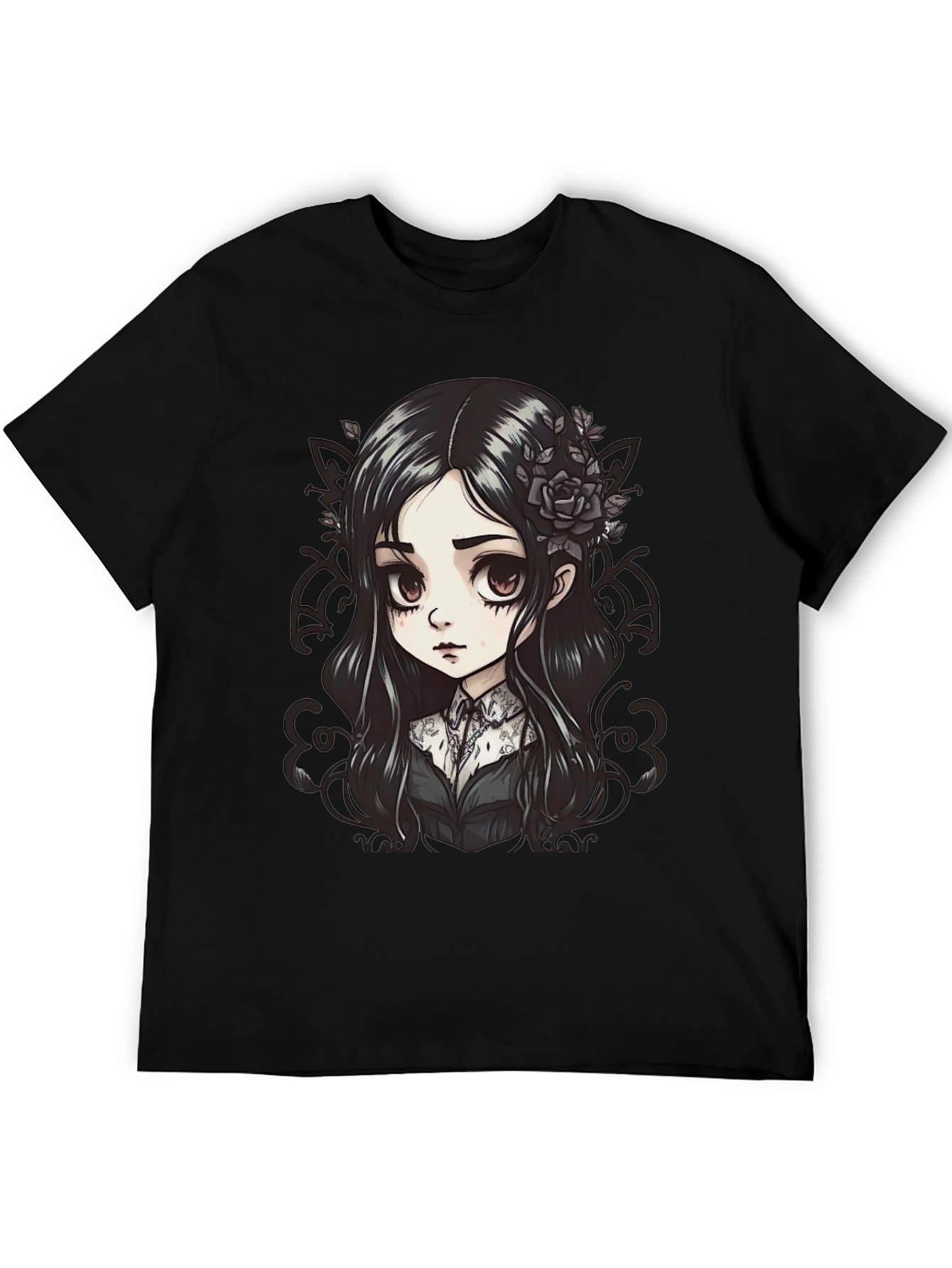 Gothic Anime Girl T-Shirt - Black