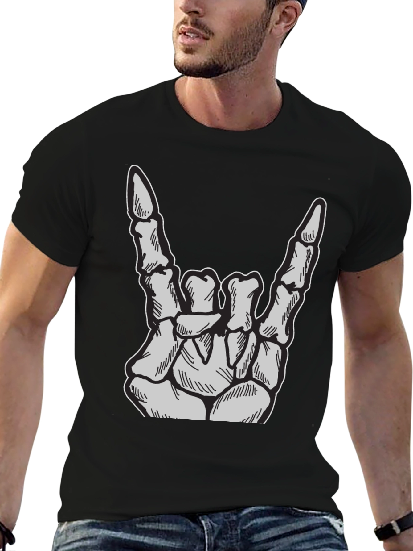 Rock On Skeleton Hand T-Shirt