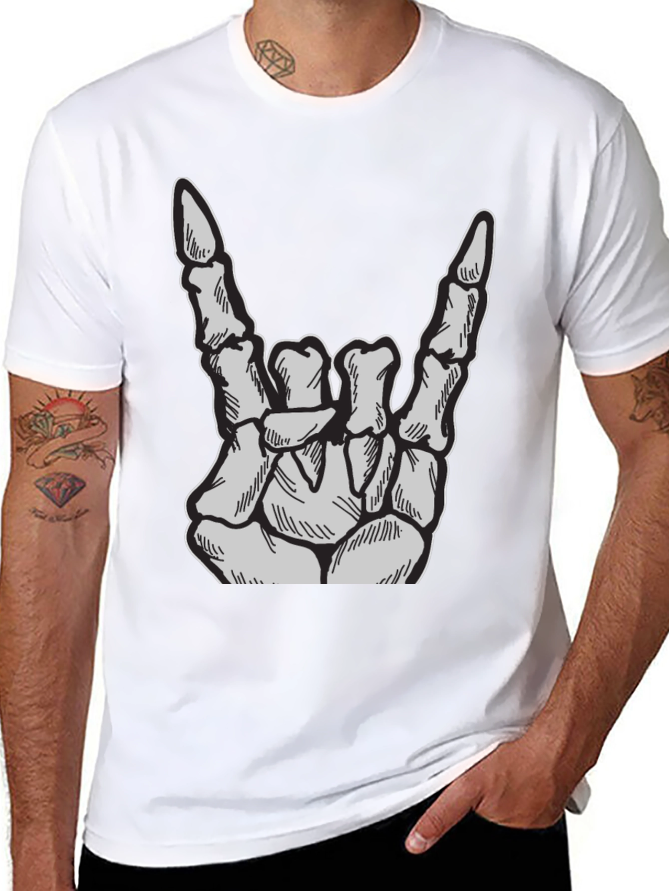 Rock On Skeleton Hand T-Shirt