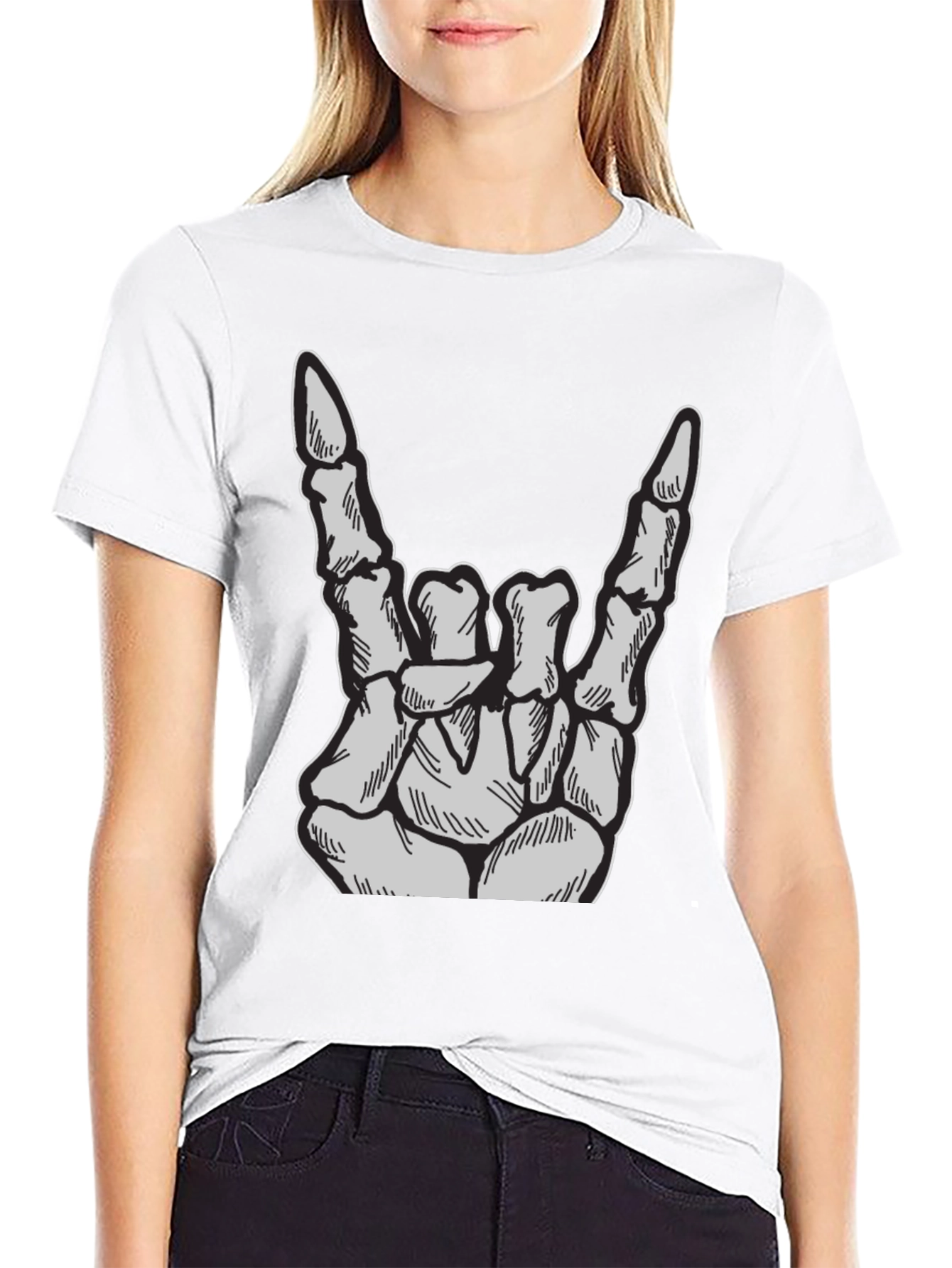 Rock On Skeleton Hand T-Shirt
