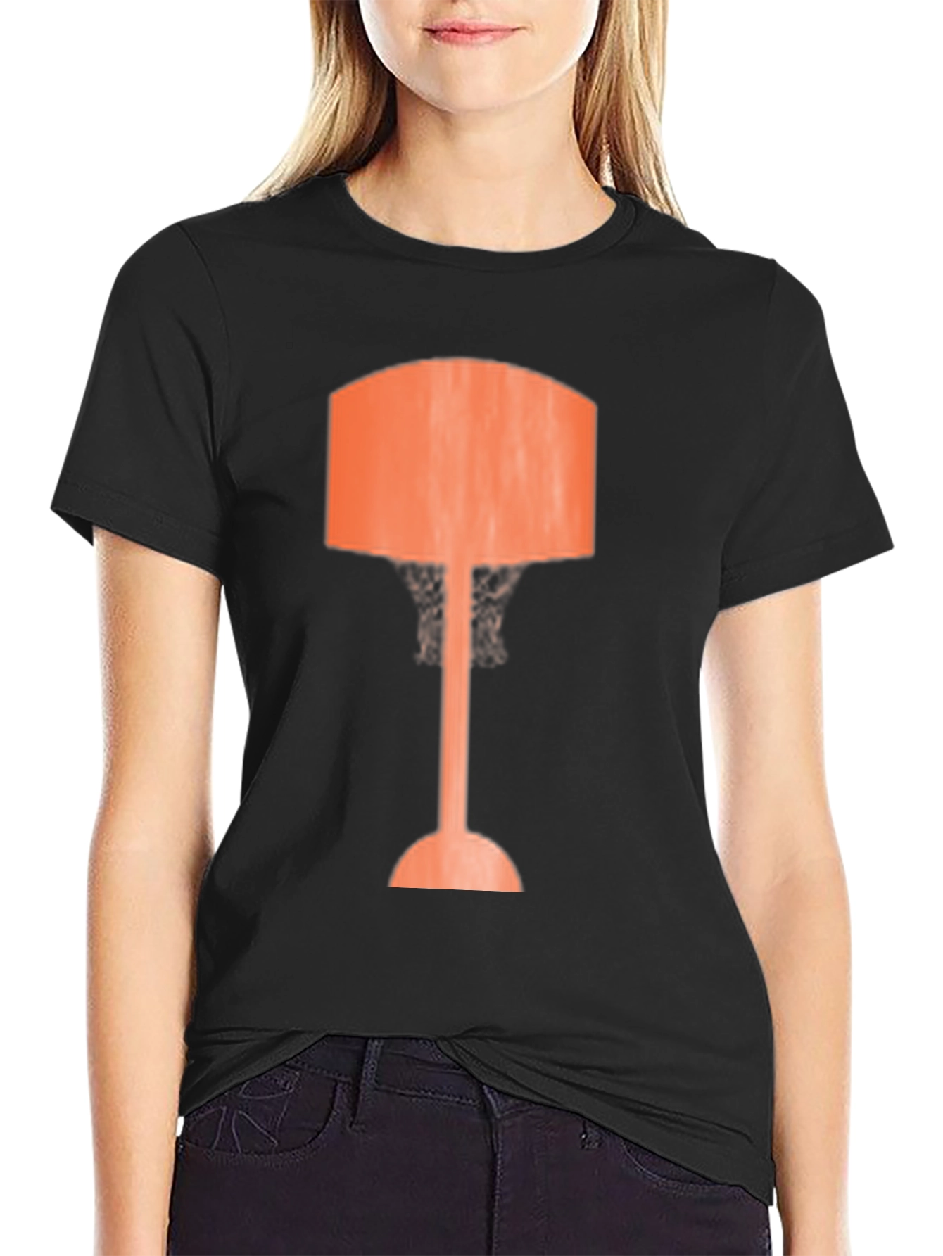 Retro Lamp Graphic Tee - Stylish Black T-Shirt