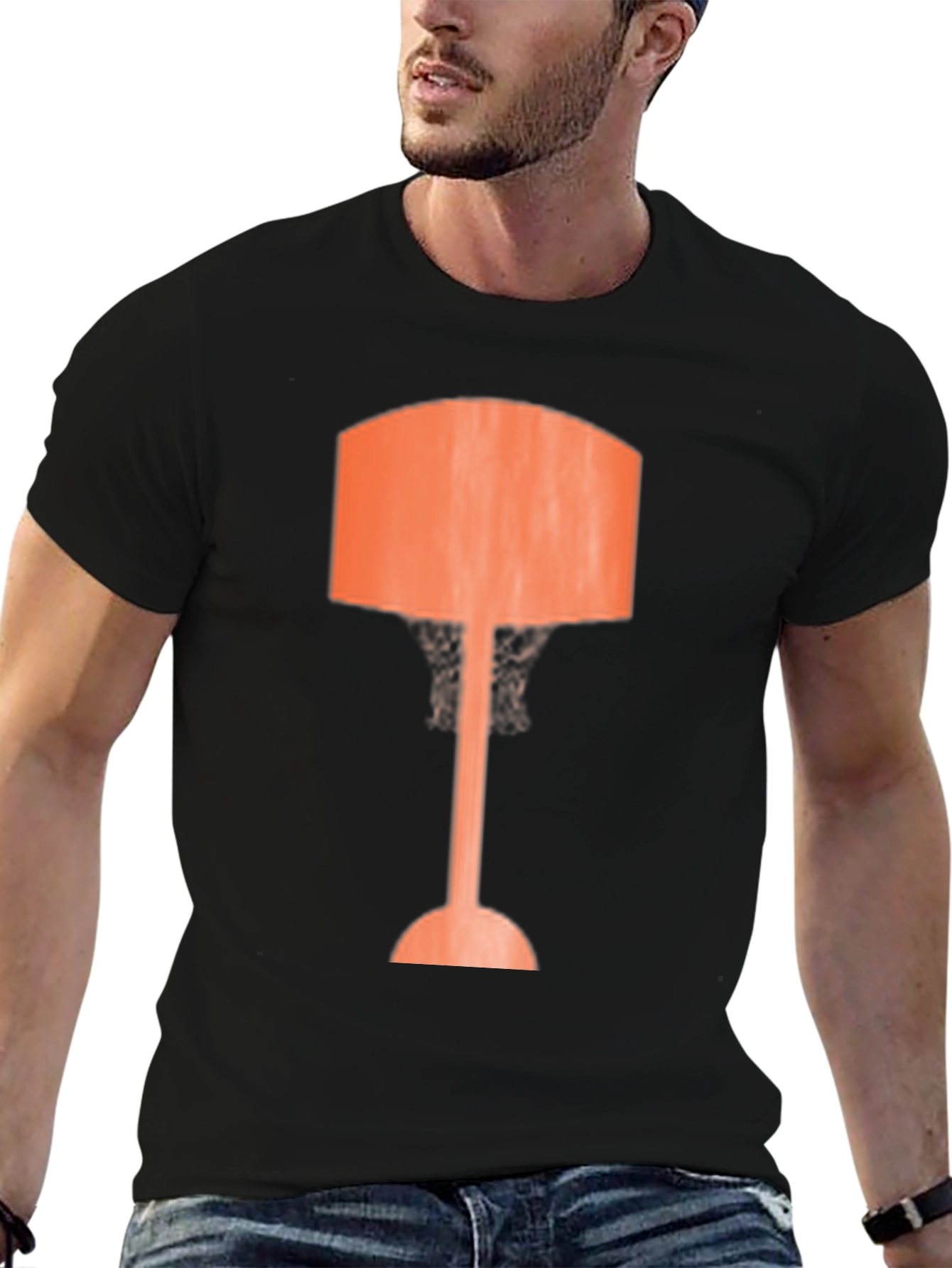 Retro Lamp Graphic Tee - Stylish Black T-Shirt