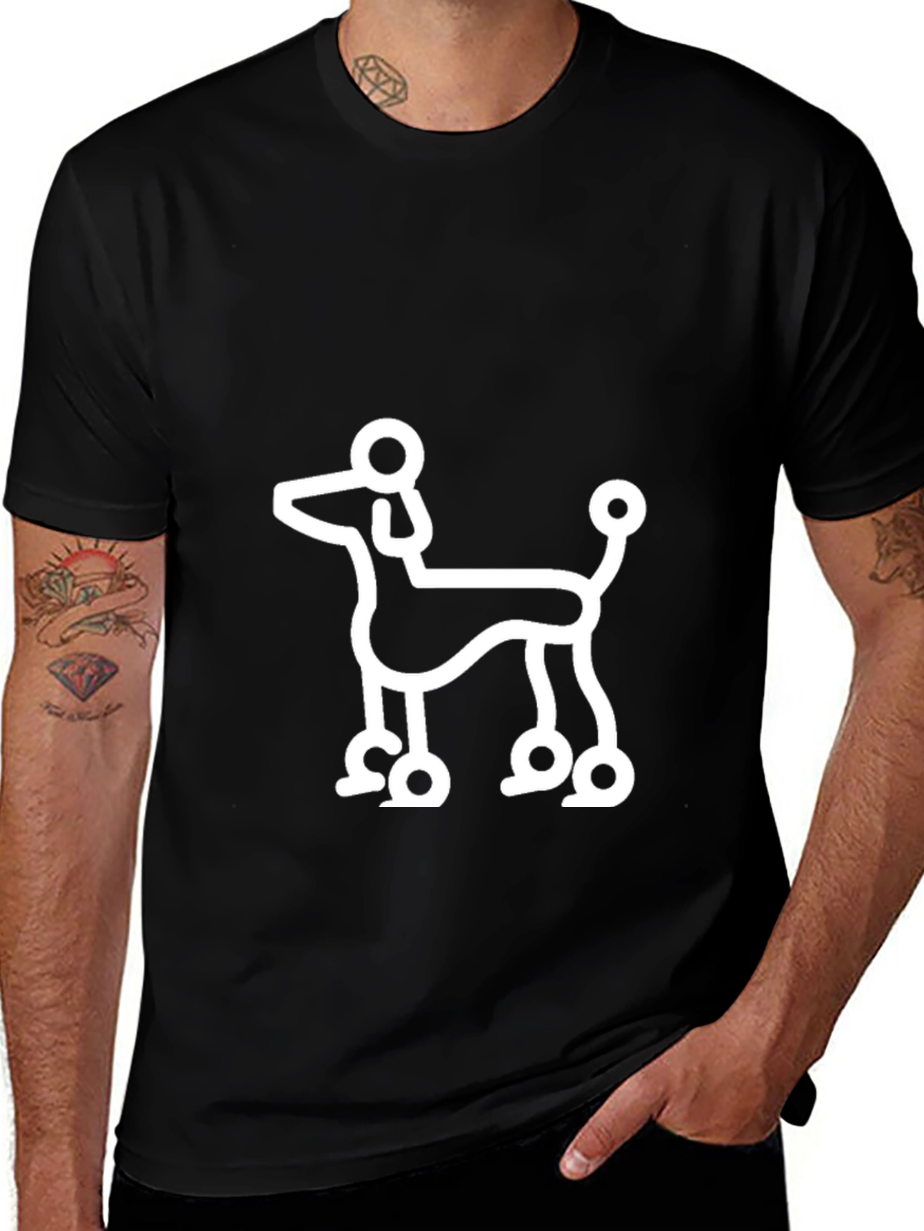 Poodle Outline Black T-Shirt