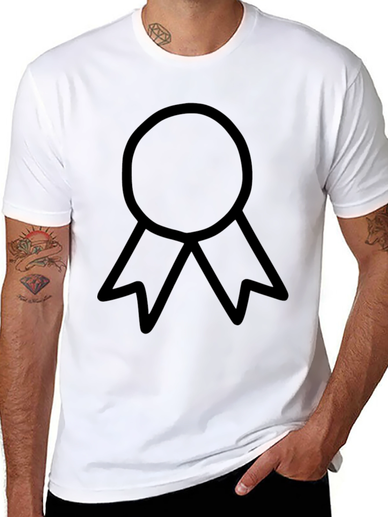 Minimalist Ribbon Graphic Black T-Shirt