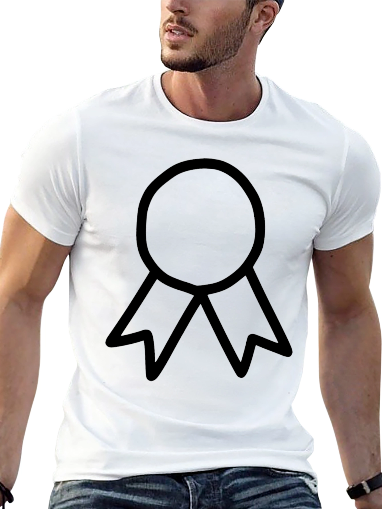 Minimalist Ribbon Graphic Black T-Shirt