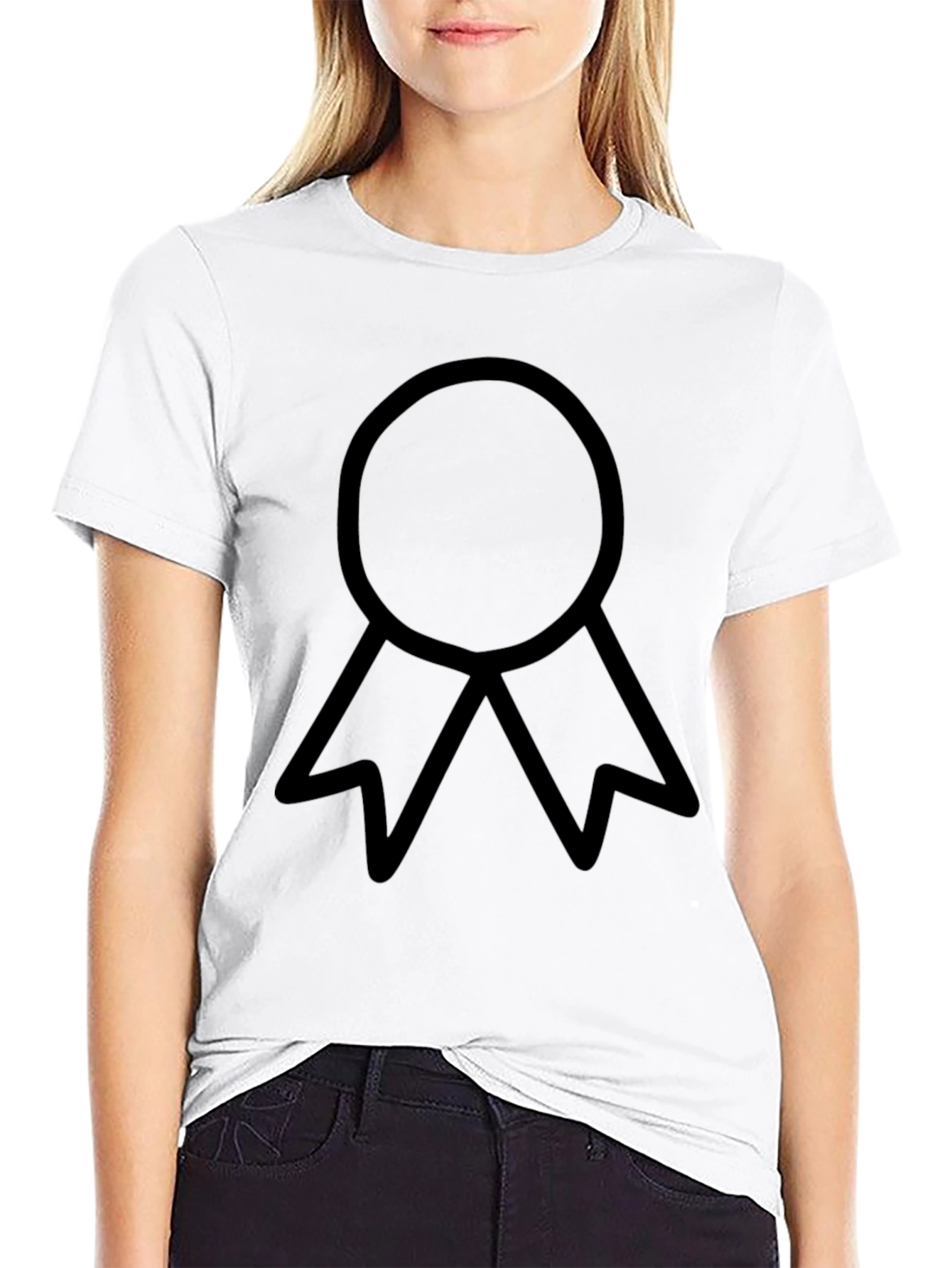 Minimalist Ribbon Graphic Black T-Shirt