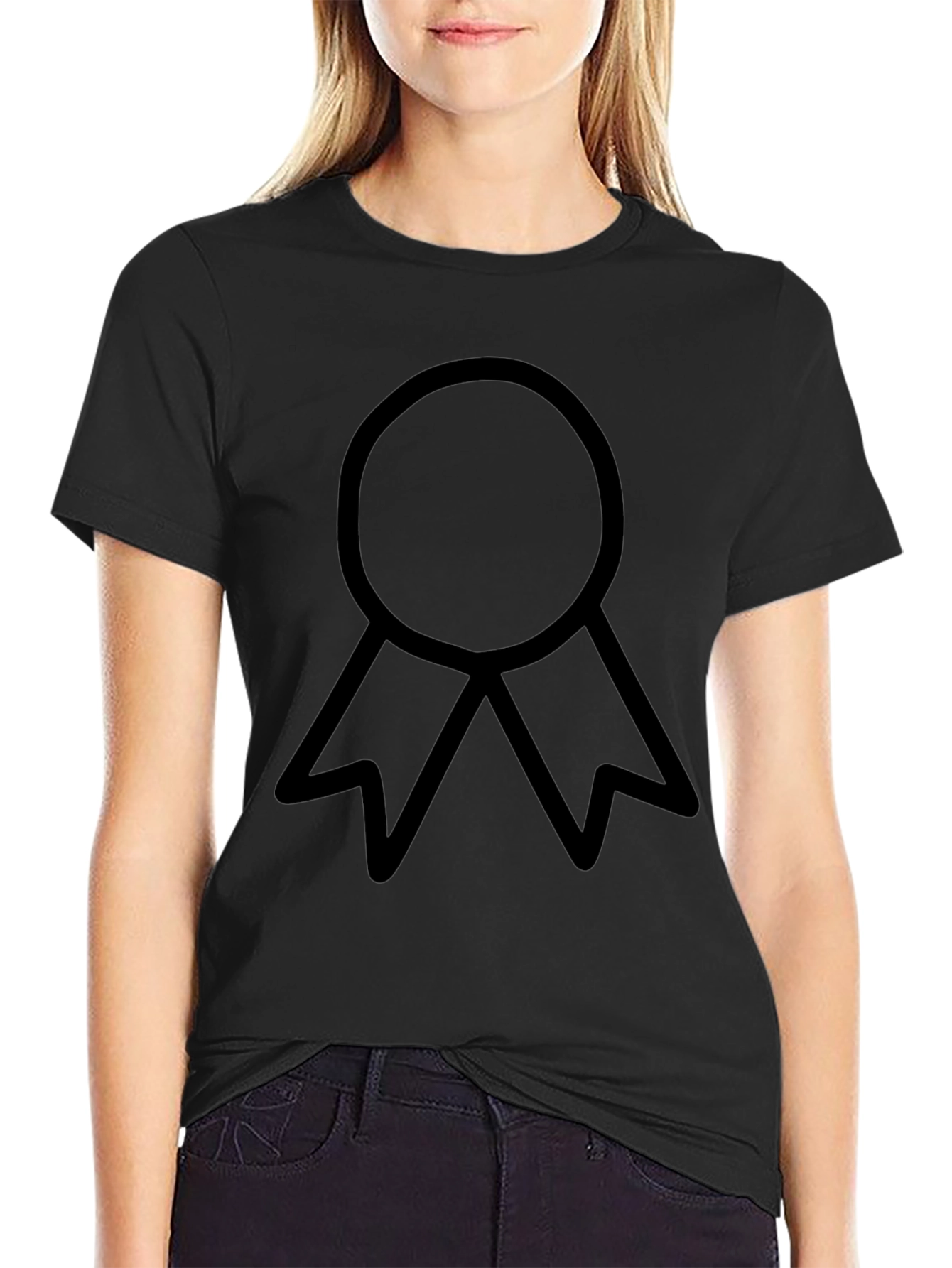 Minimalist Ribbon Graphic Black T-Shirt