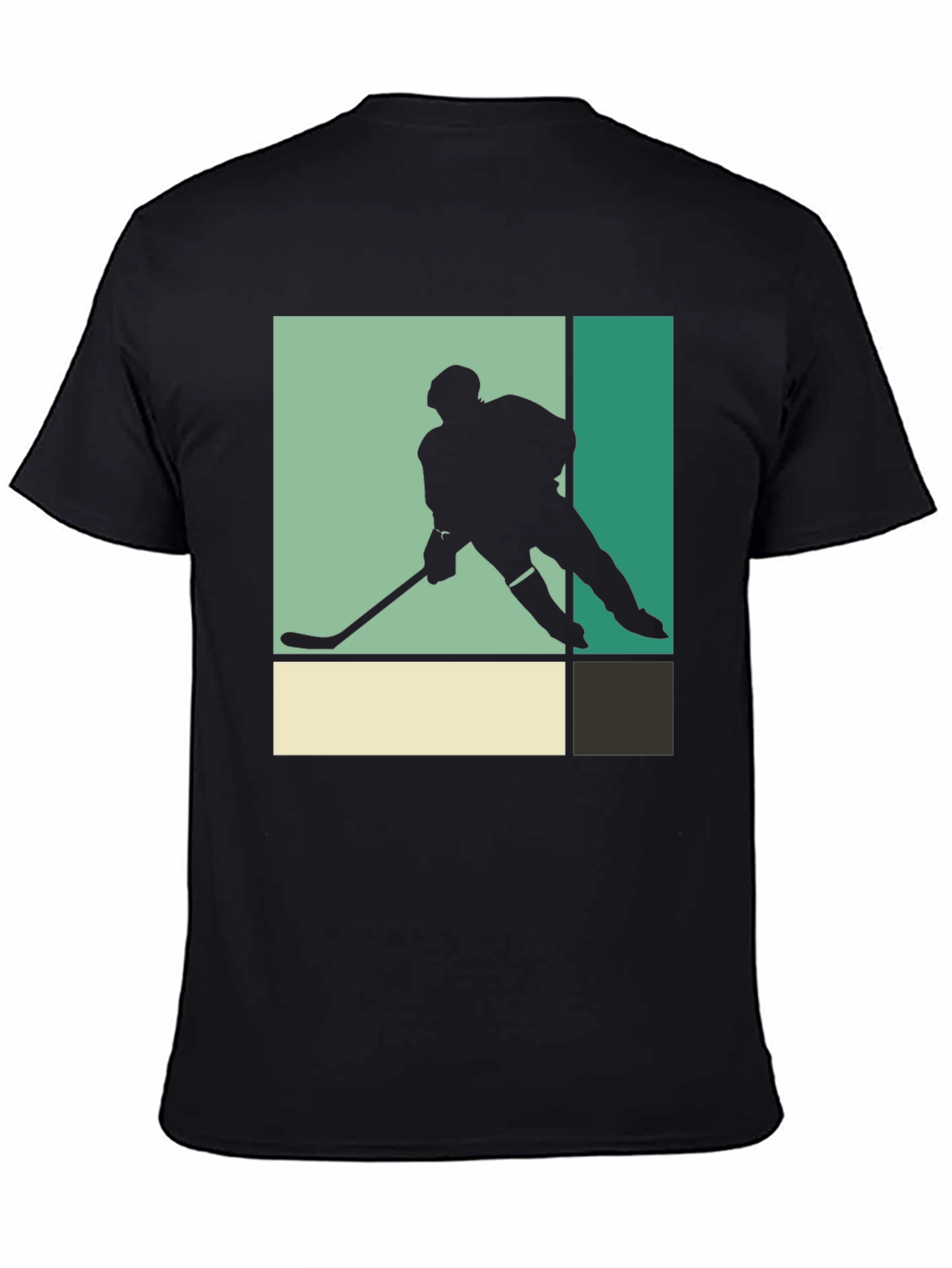 Retro Hockey Player Graphic Tee - Black