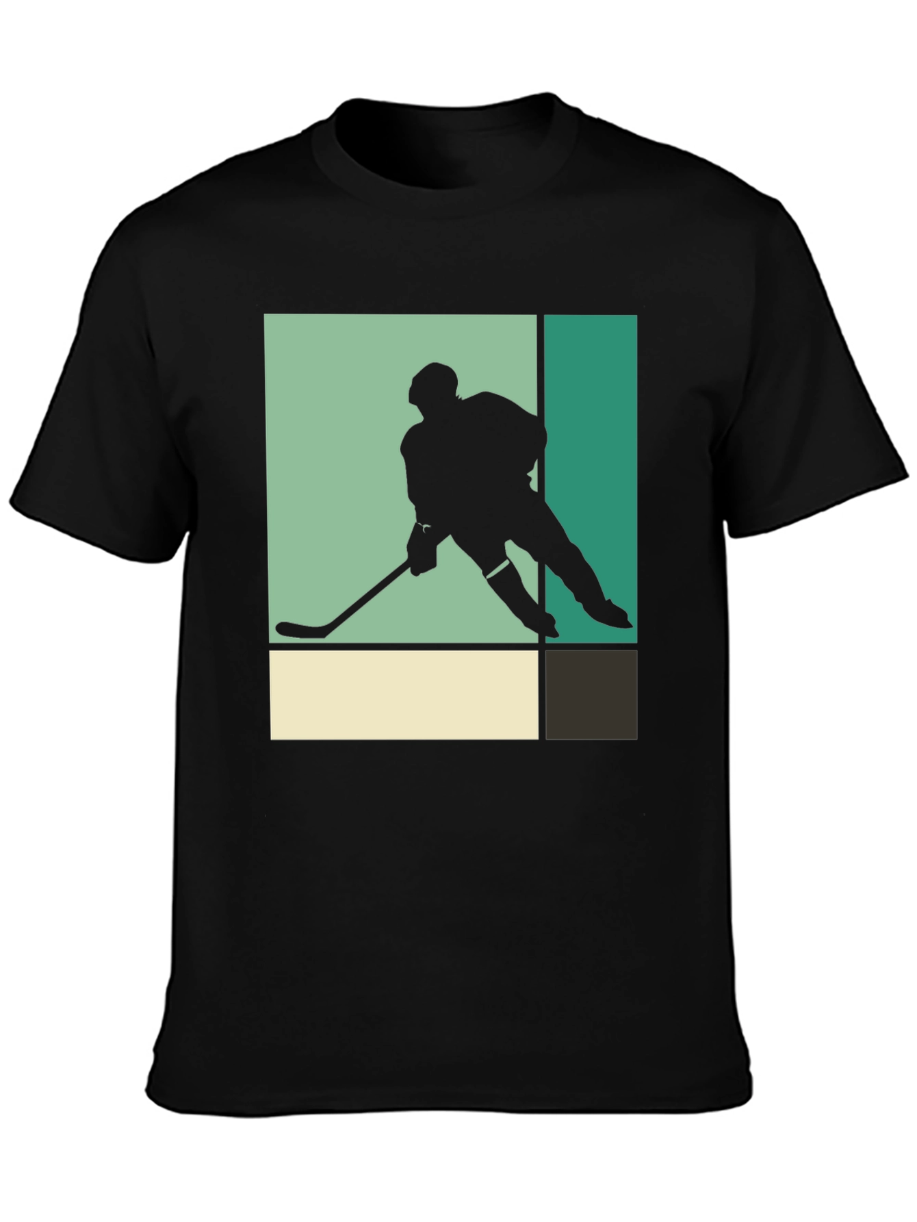 Retro Hockey Player Graphic Tee - Black