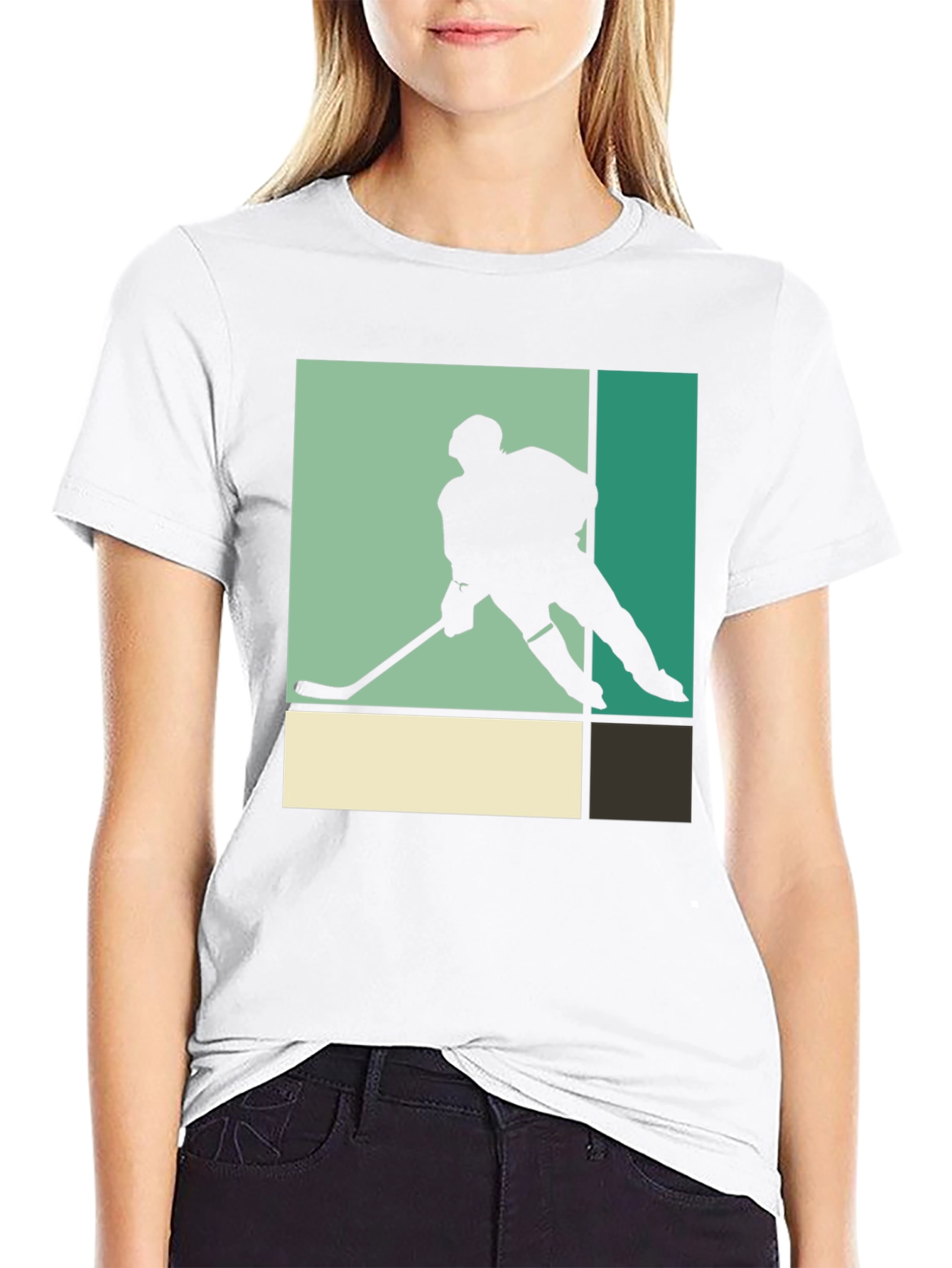 Retro Hockey Player Graphic Tee - Black