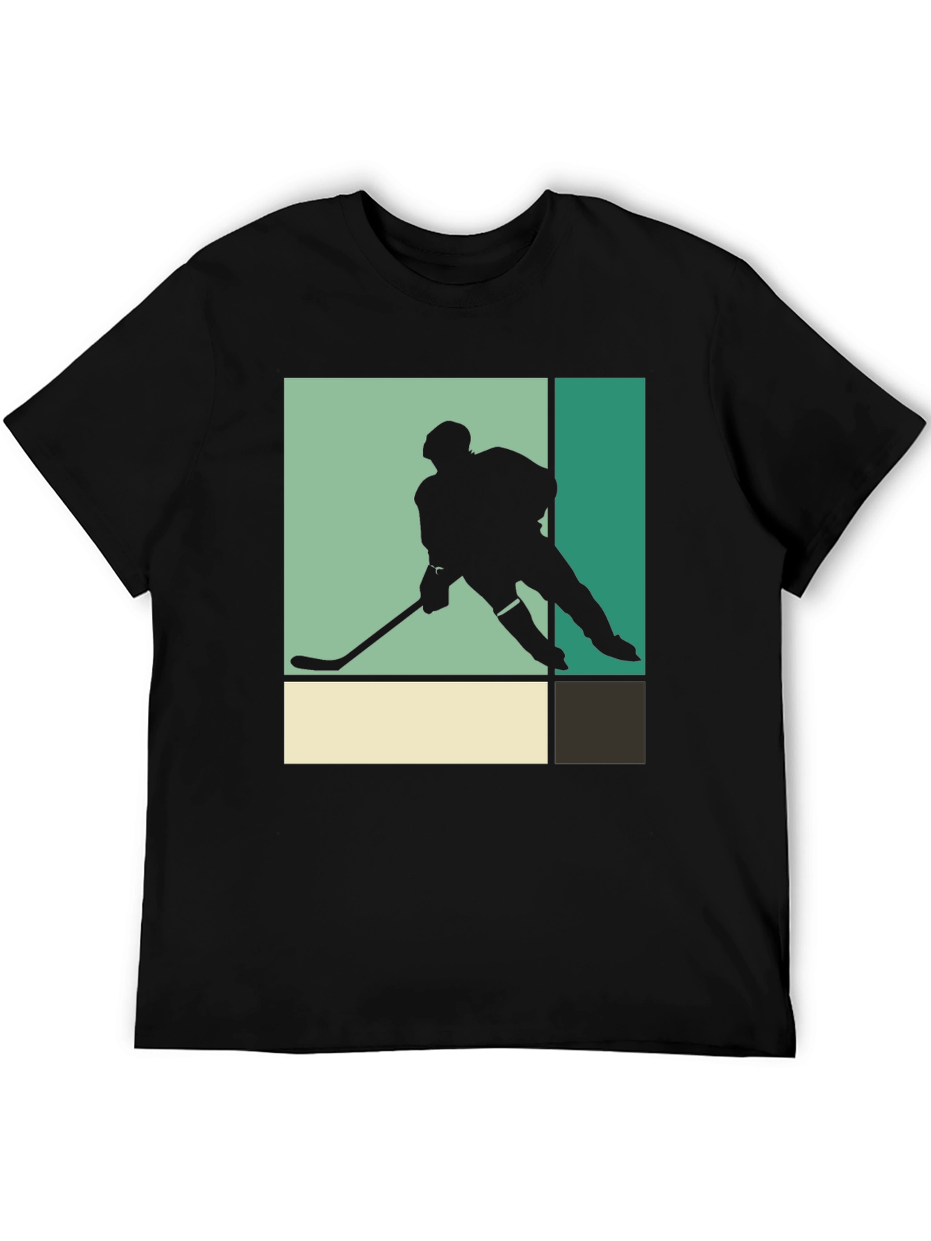 Retro Hockey Player Graphic Tee - Black