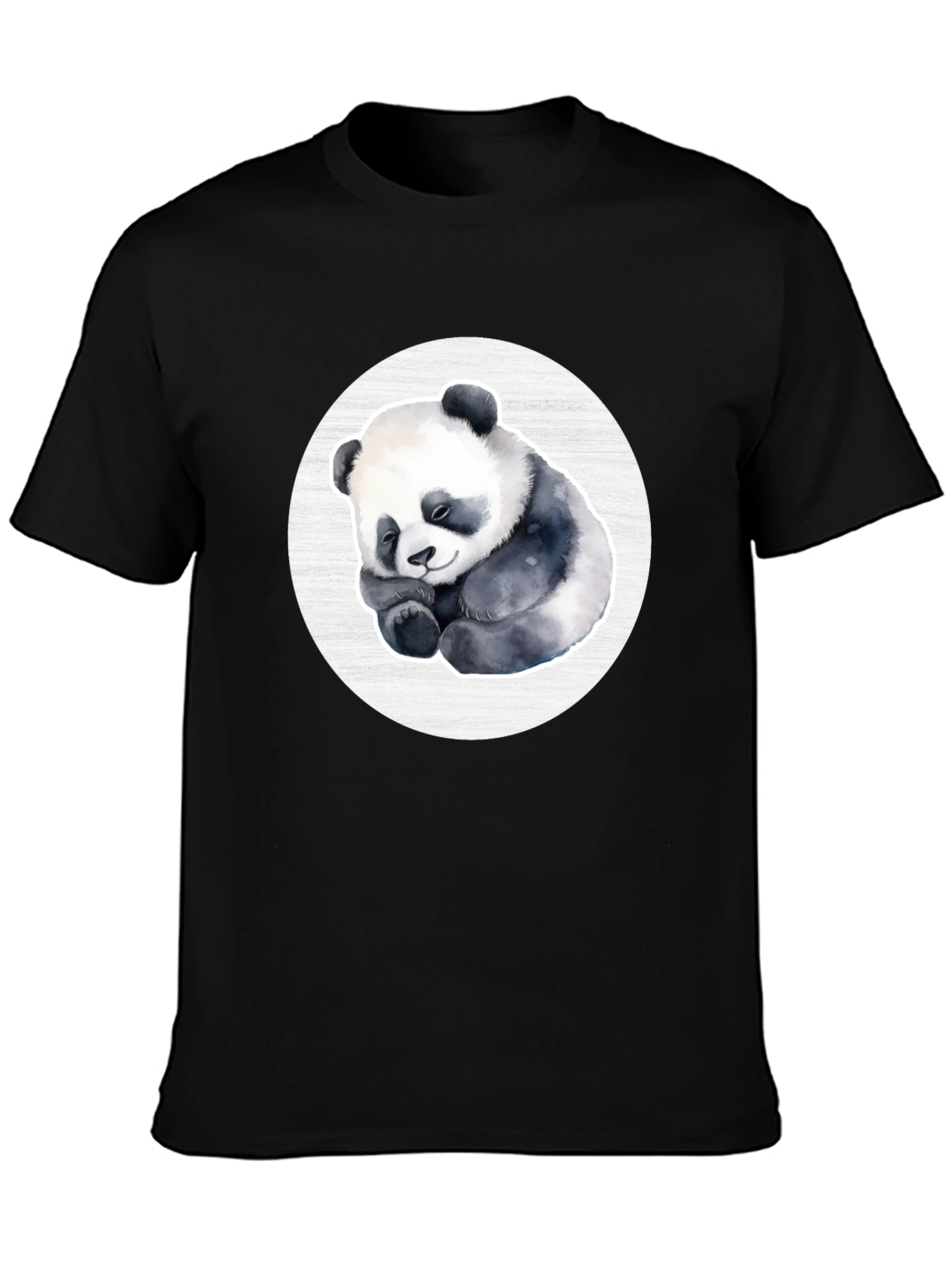 Cute Panda Graphic Tee - Black