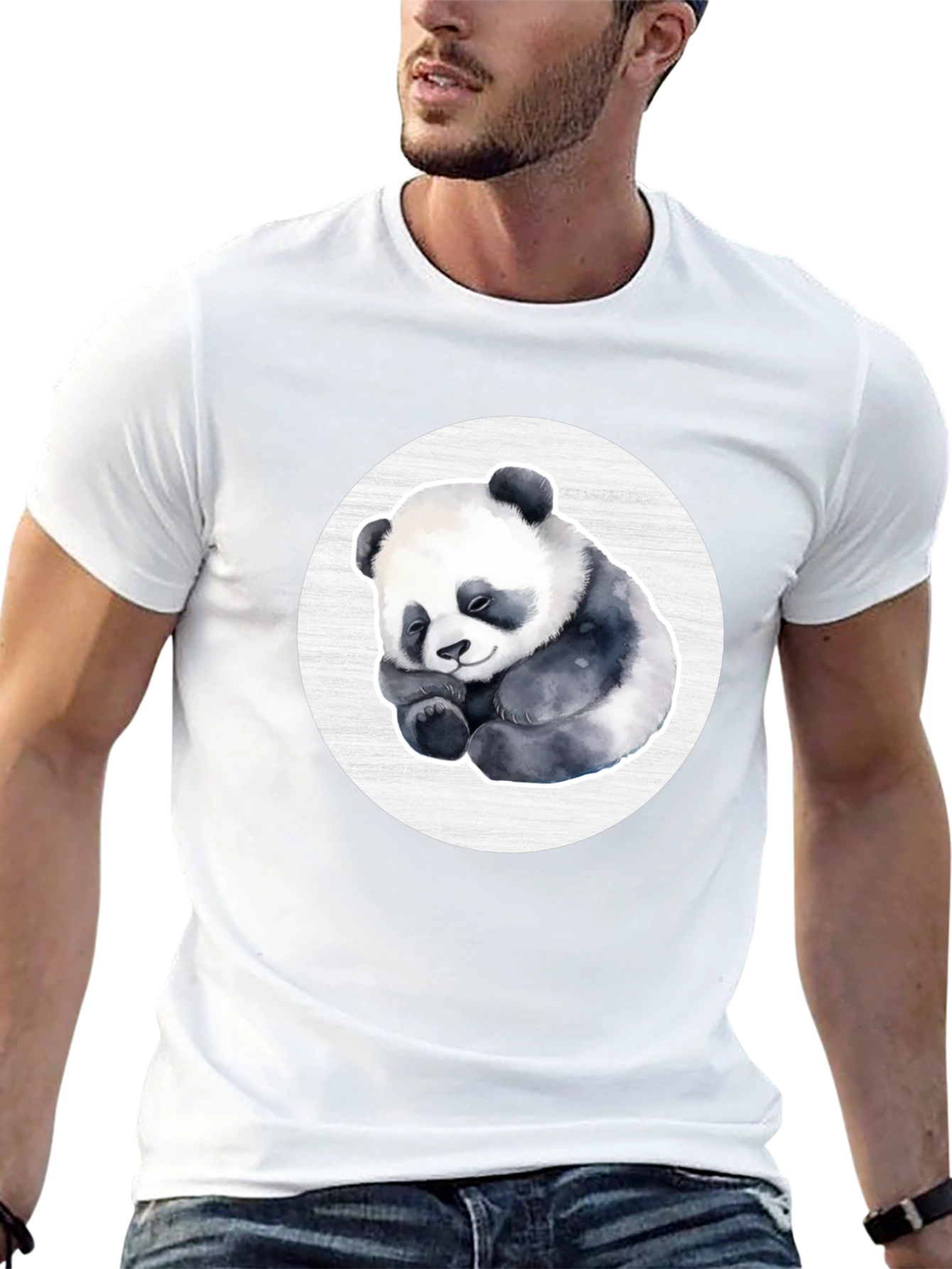 Cute Panda Graphic Tee - Black