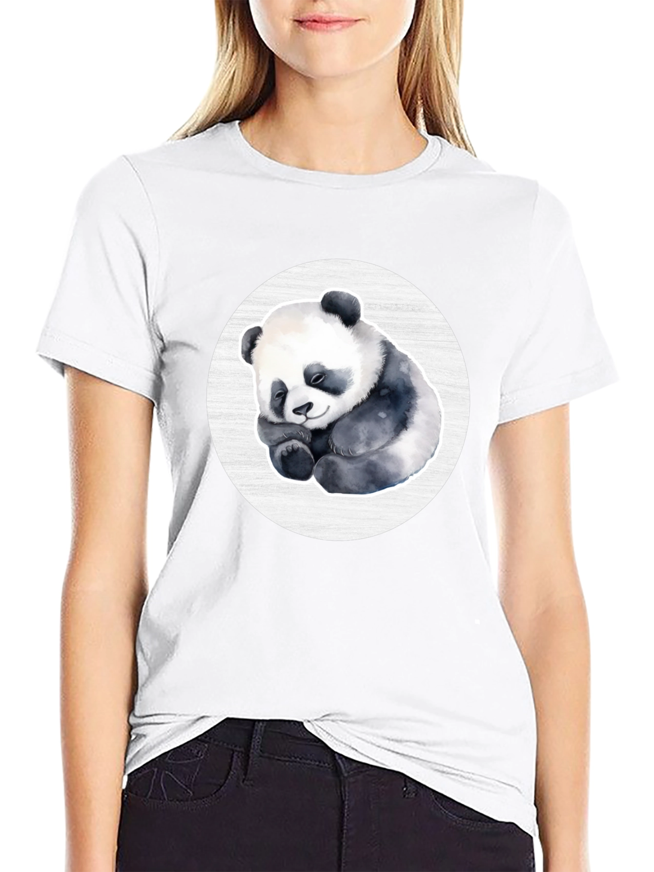 Cute Panda Graphic Tee - Black