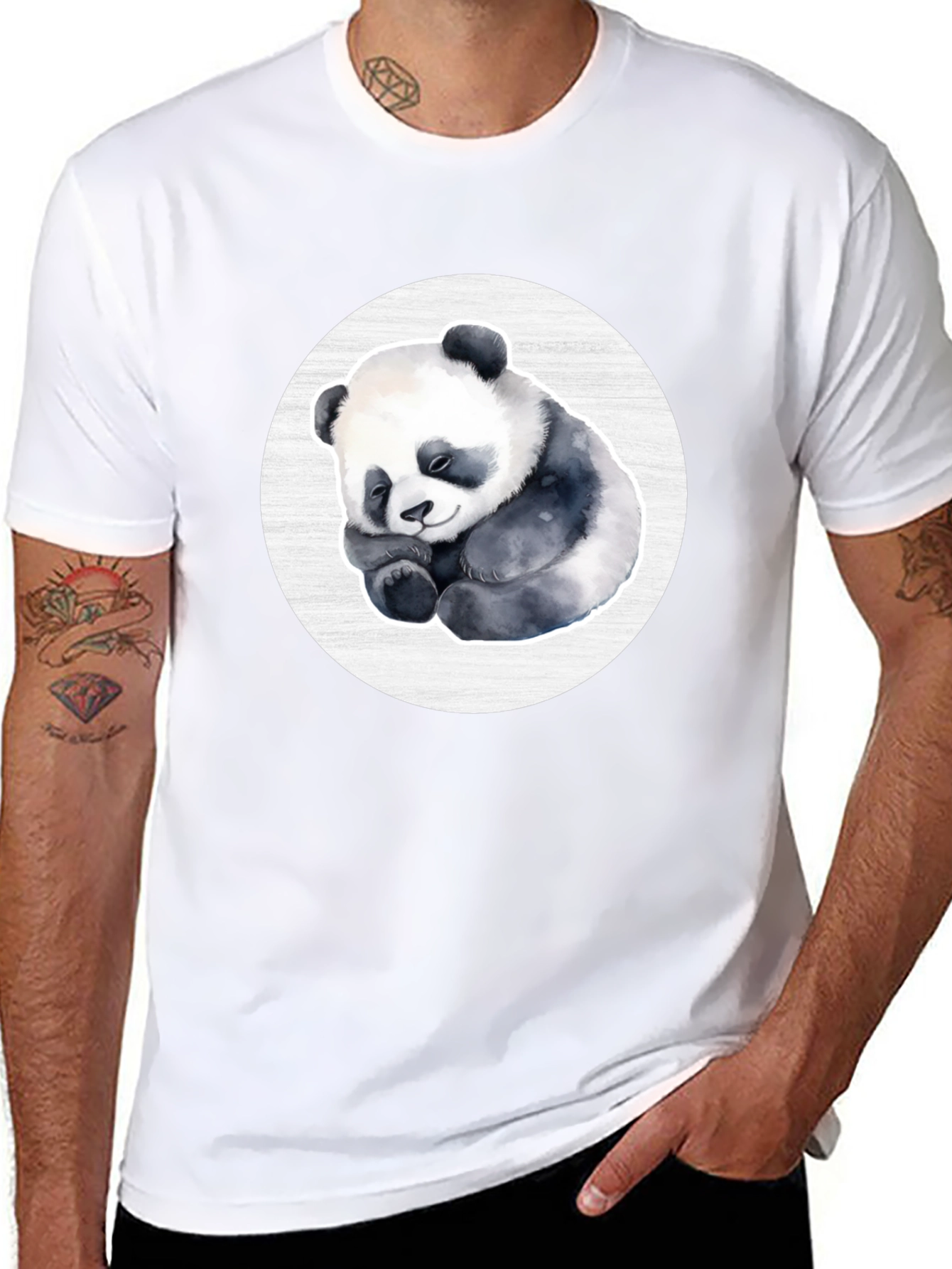 Cute Panda Graphic Tee - Black