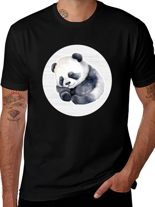 Cute Panda Graphic Tee - Black