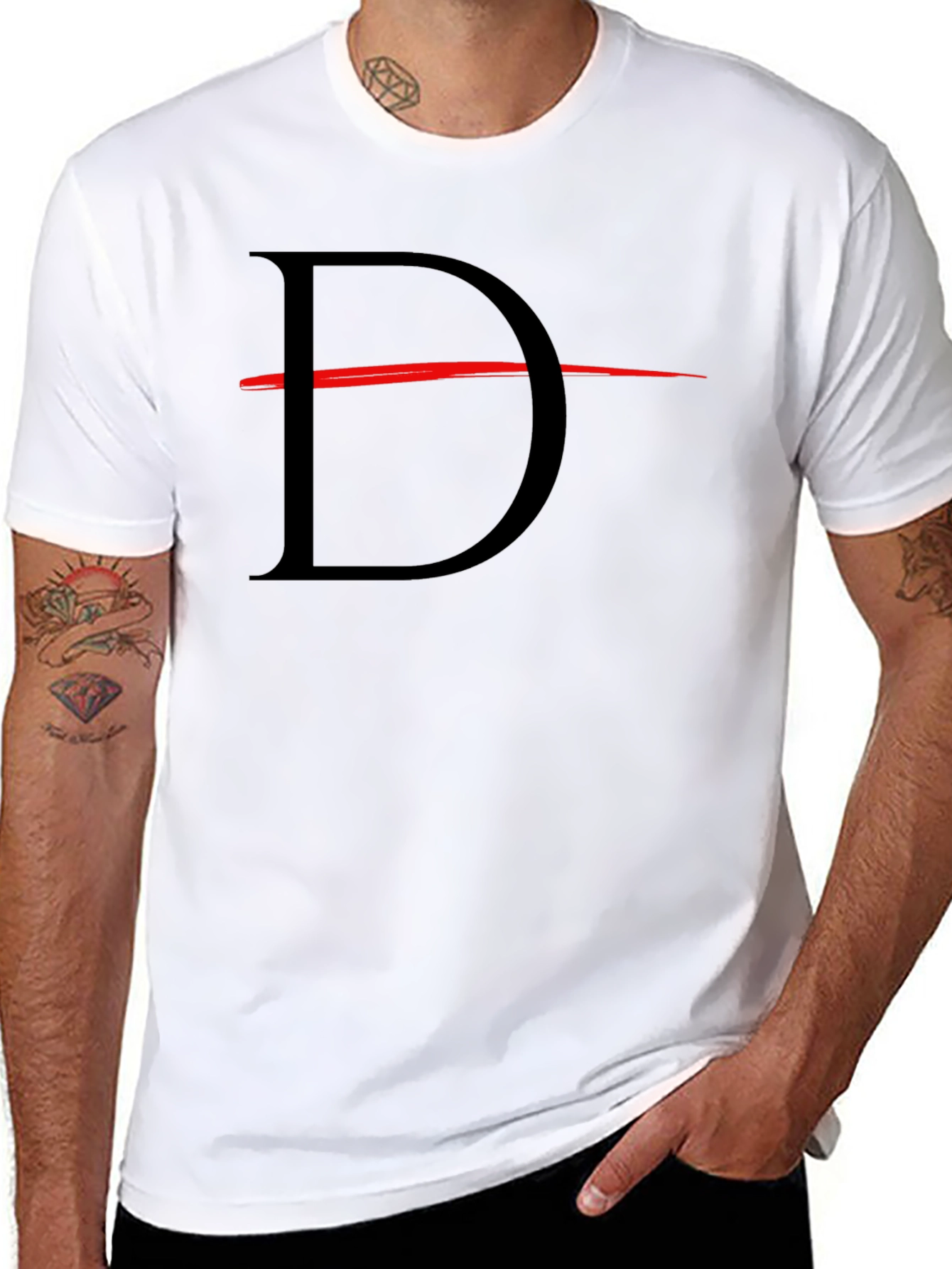 Striking Black T-Shirt with Bold Letter D Design
