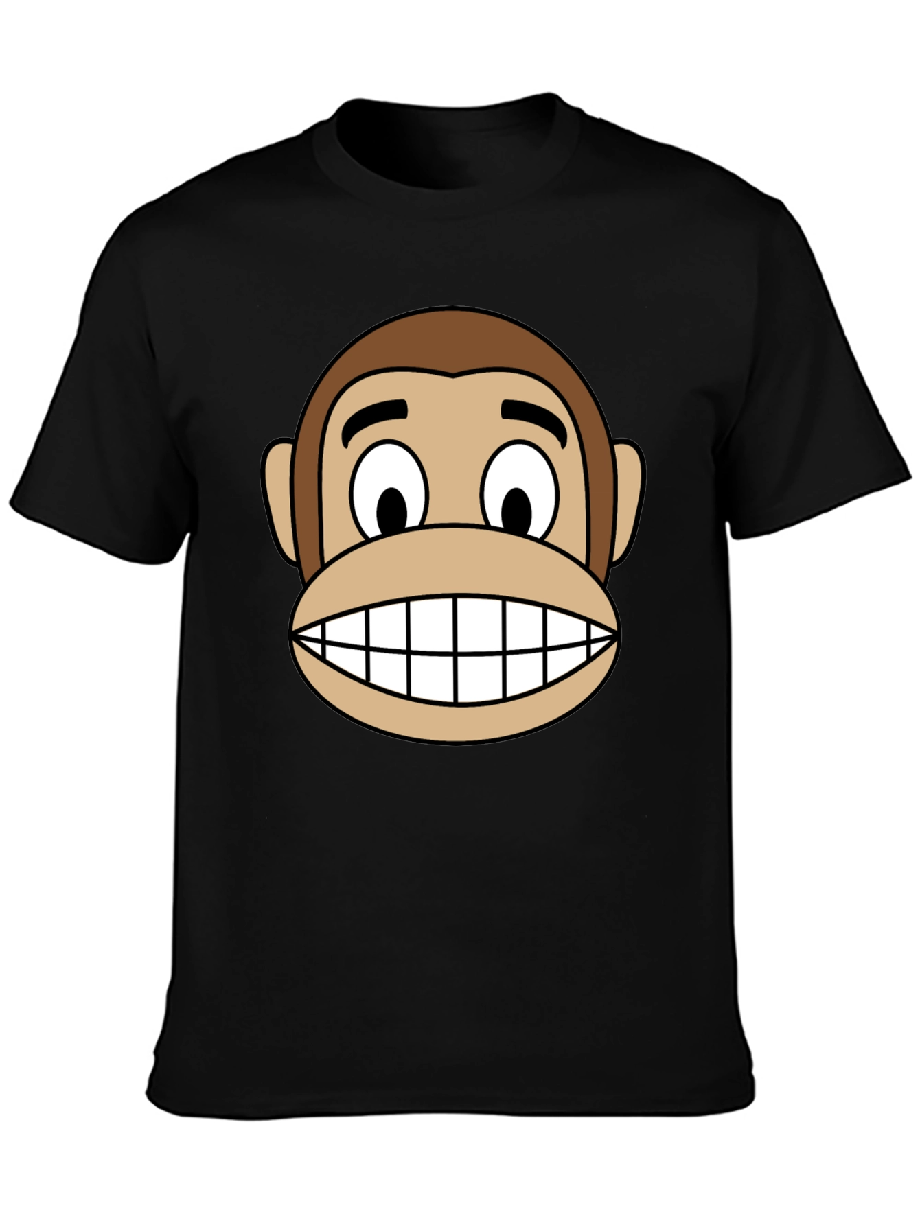 Funny Monkey Face Graphic Tee - Black Cotton T-Shirt