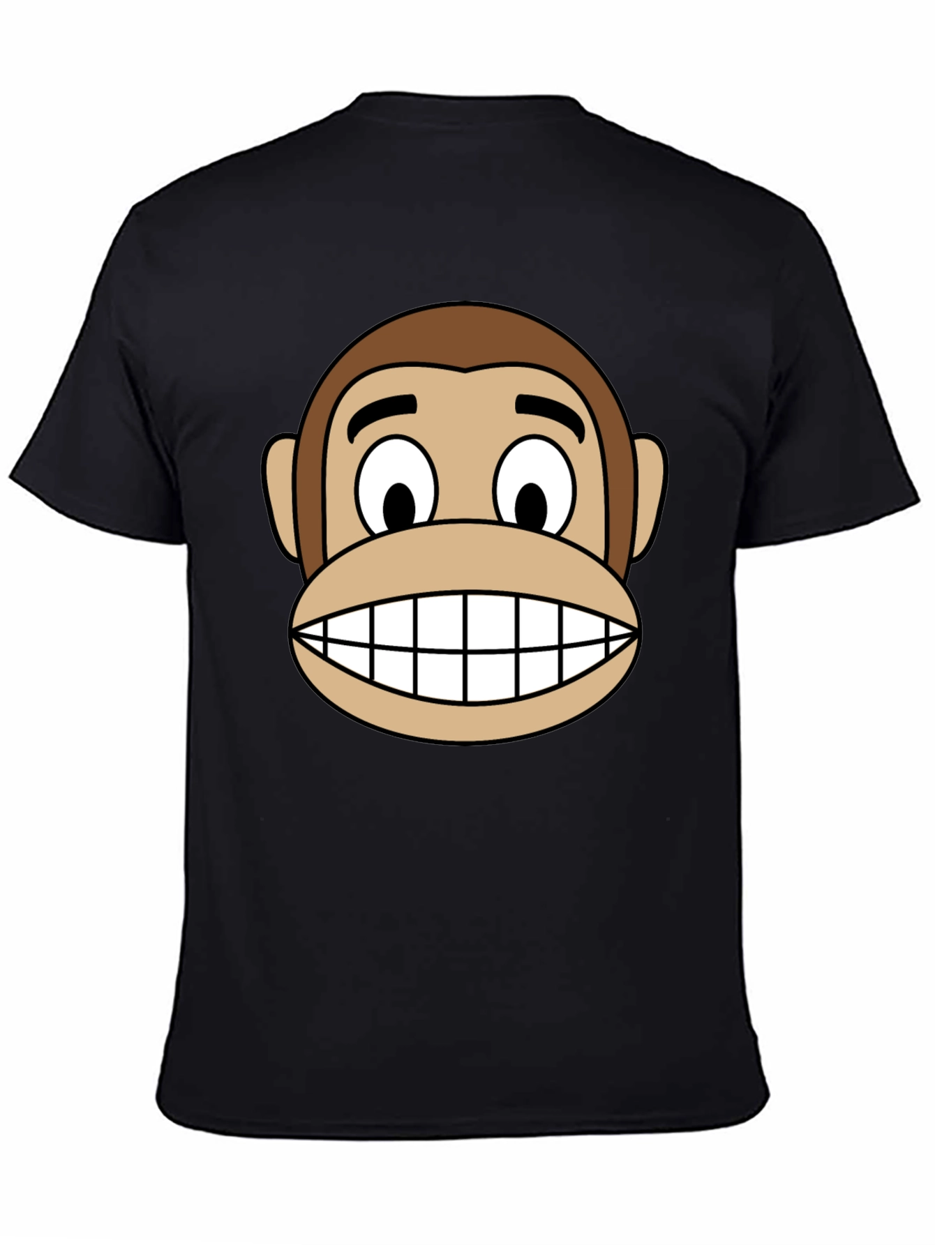 Funny Monkey Face Graphic Tee - Black Cotton T-Shirt
