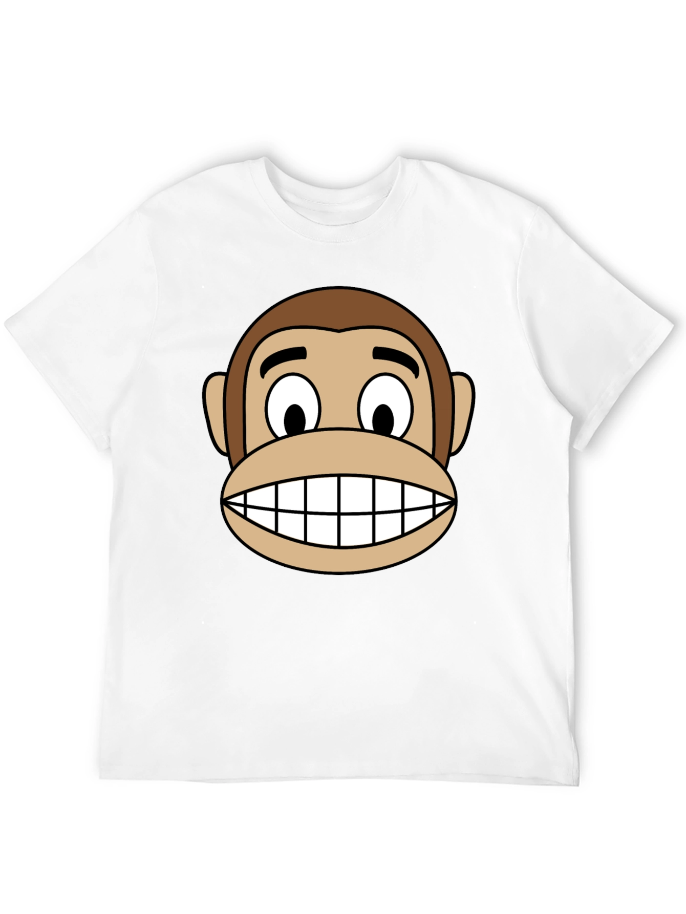 Funny Monkey Face Graphic Tee - Black Cotton T-Shirt