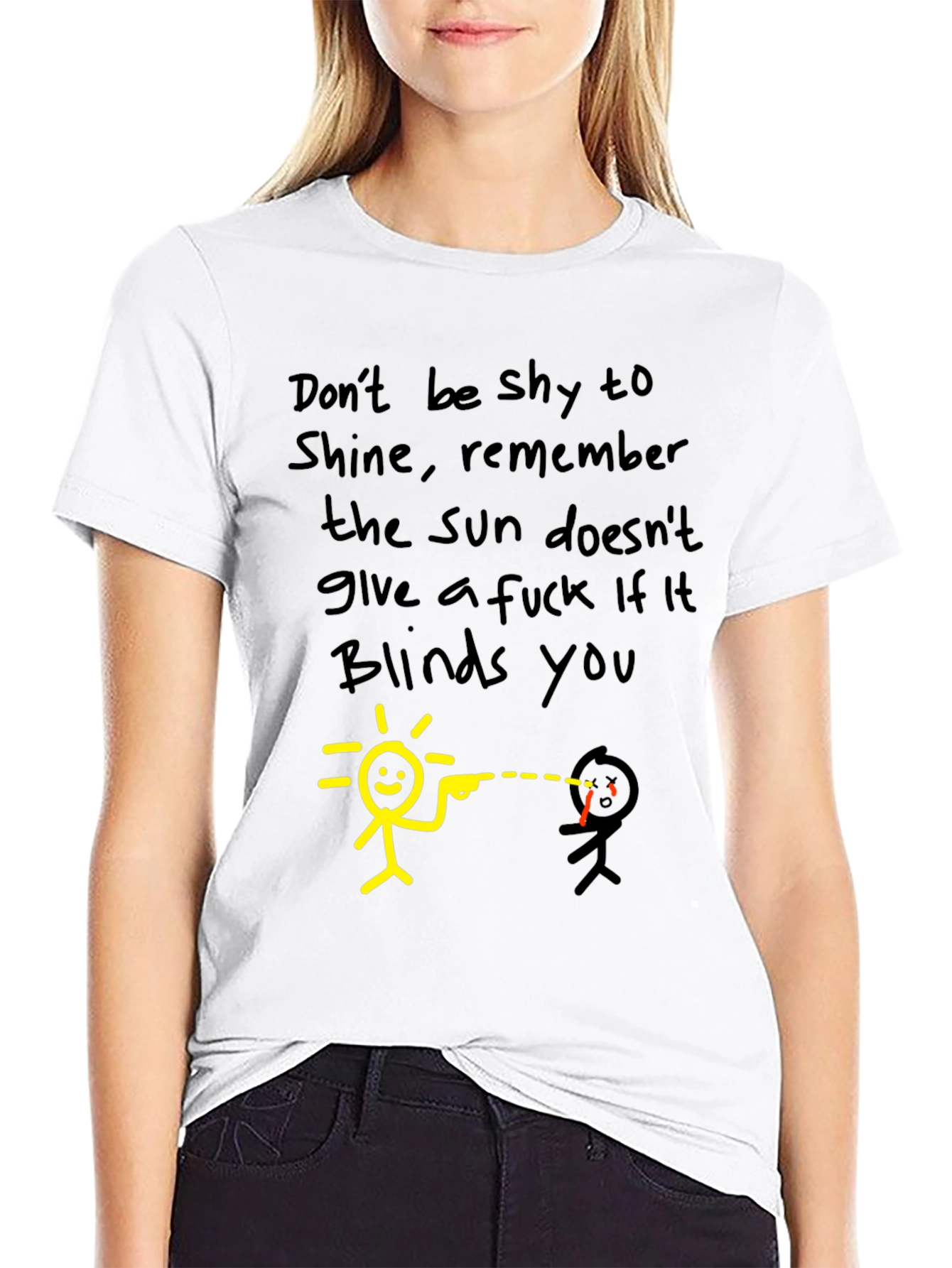 Dont Be Shy To Shine Black Graphic Tee