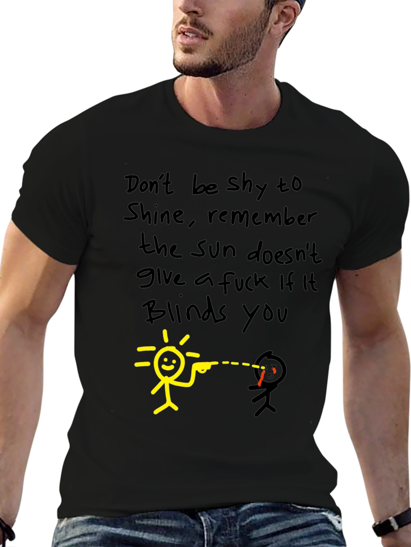 Dont Be Shy To Shine Black Graphic Tee