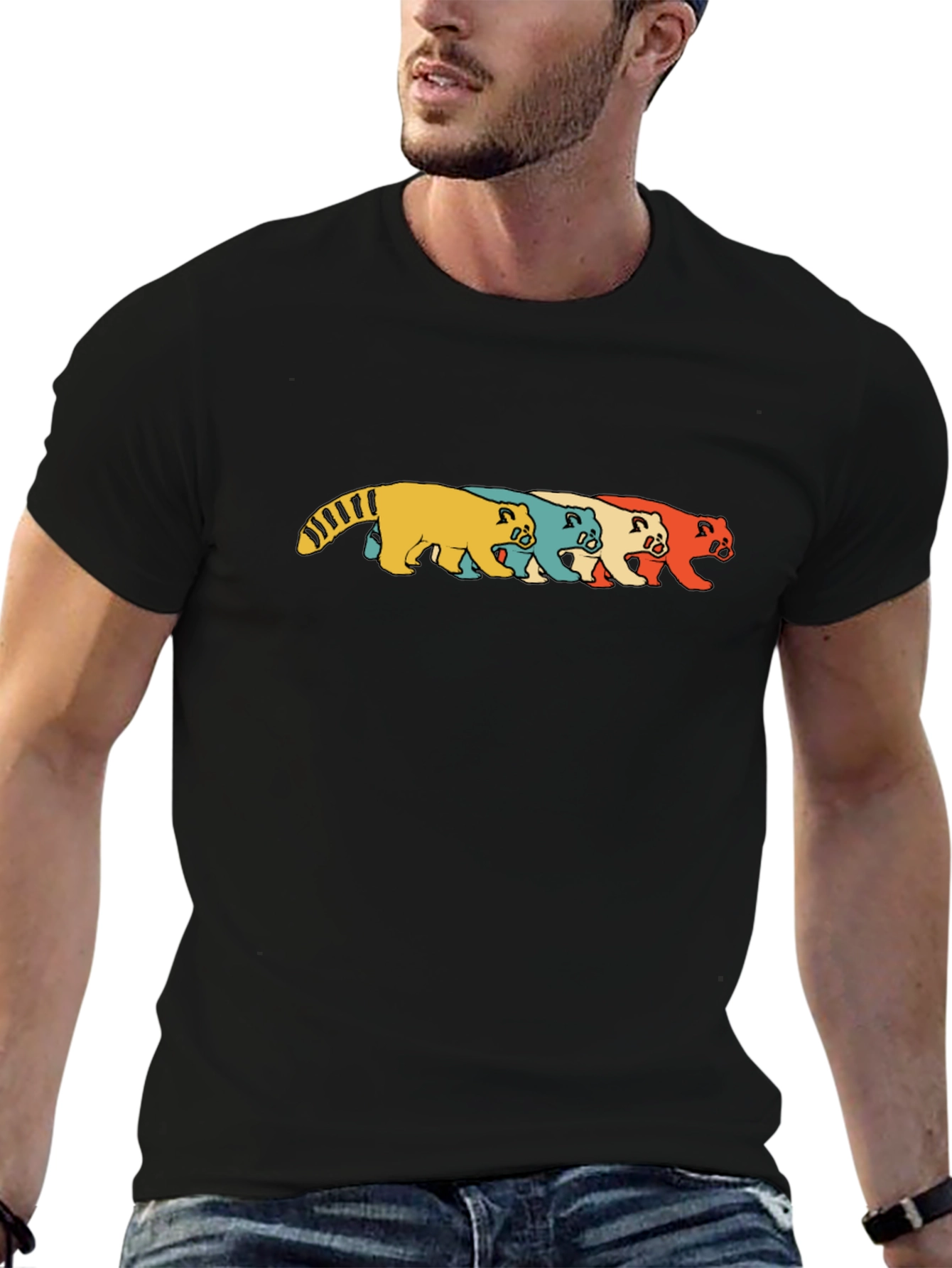 Retro Panda T-Shirt - Black Graphic Print